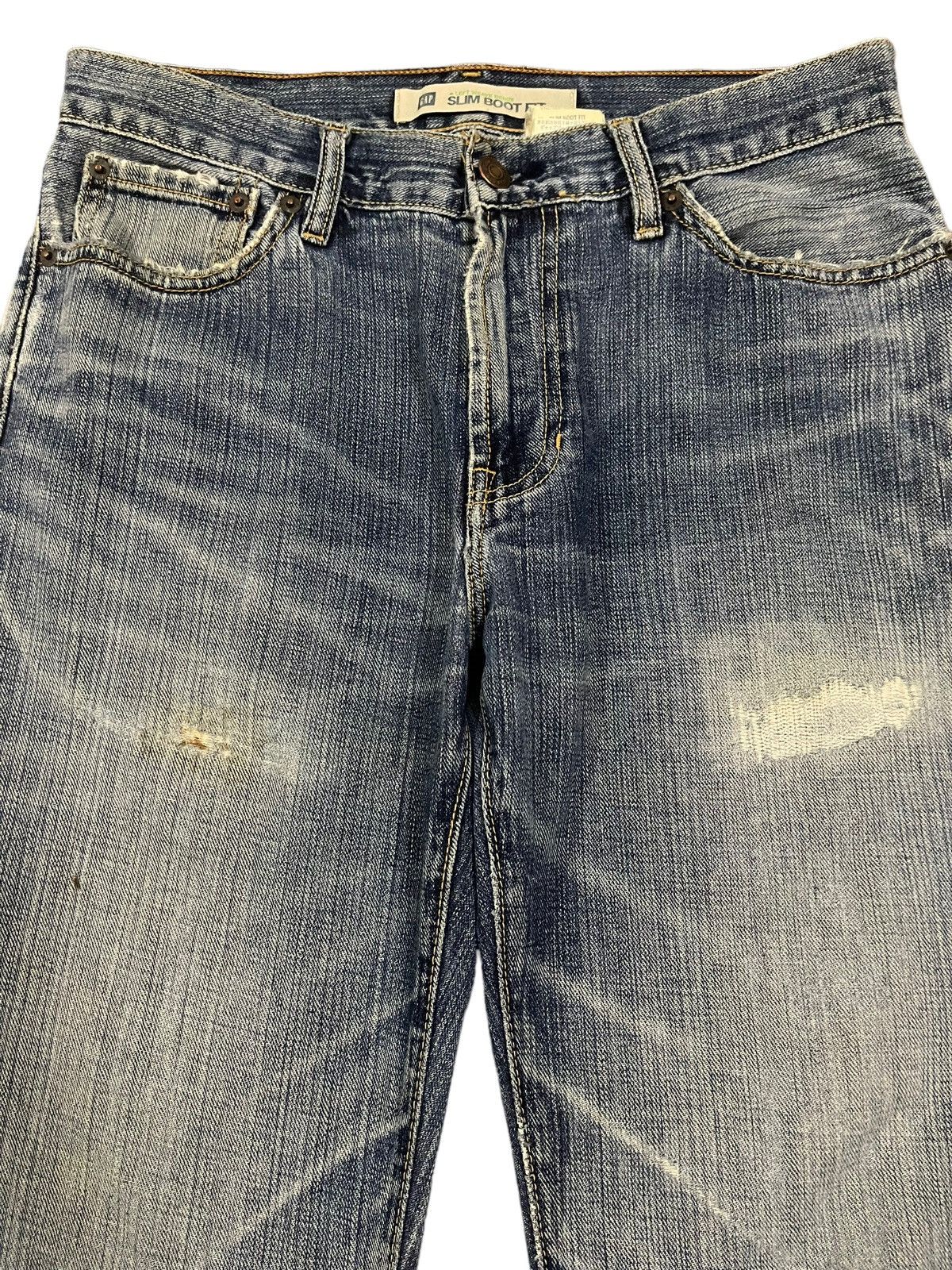 Gap Vintage Gap Blue Wash Distress Bootcut Style Jeans Size US 30 / EU 46 - 3 Thumbnail