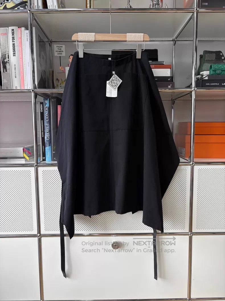 Loewe Loewe 100% cotton, black calf leather tie belt half-skirt Size 24" / US 00 / IT 34 - 1 Thumbnail