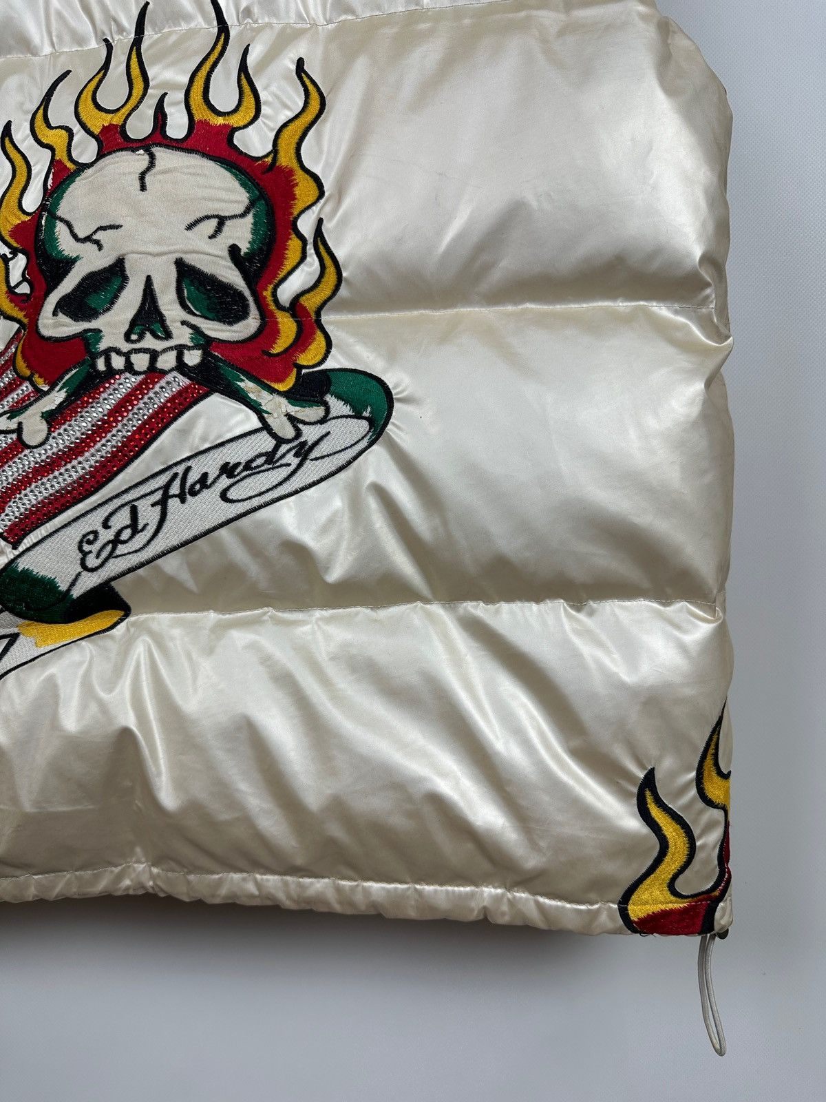 Christian Audigier Vintage Ed Hardy Flaming Skull Down Puffer Vest Size US L / EU 52-54 / 3 - 15 Thumbnail