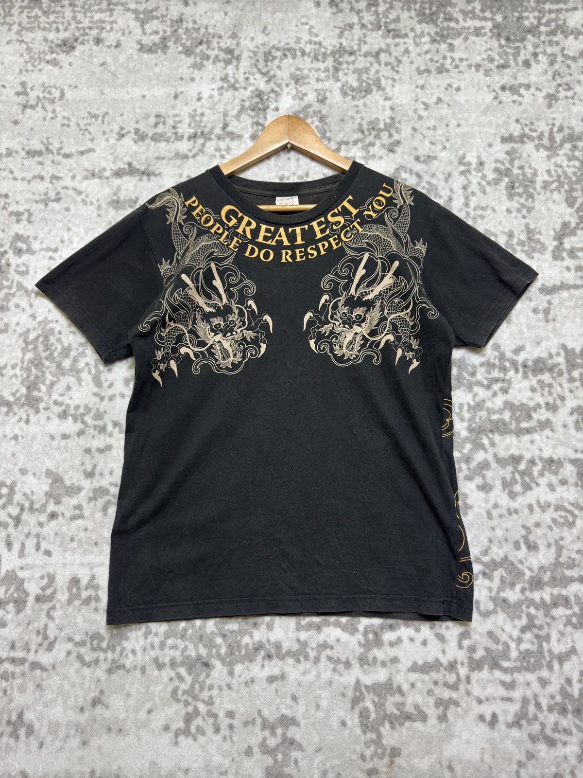 Karakuri Tamashii SPACE OPERA Dragon Full Graphic Print Black Faded T-Shirt Size US S / EU 44-46 / 1 - 2 Thumbnail