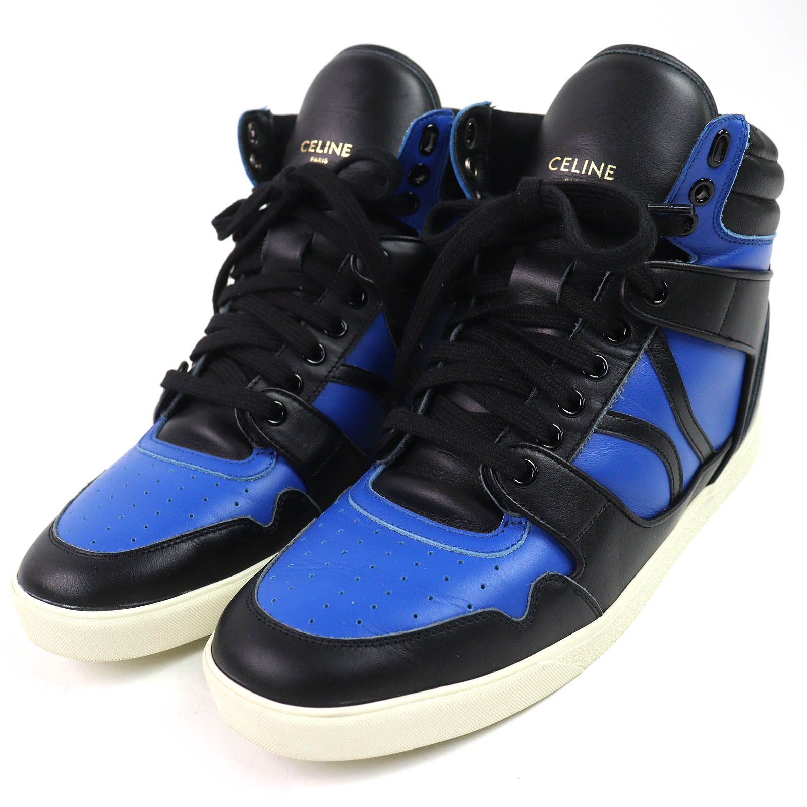 Celine Celine Break Logo Leather Sneakers Leather Shoes in Black, Men's