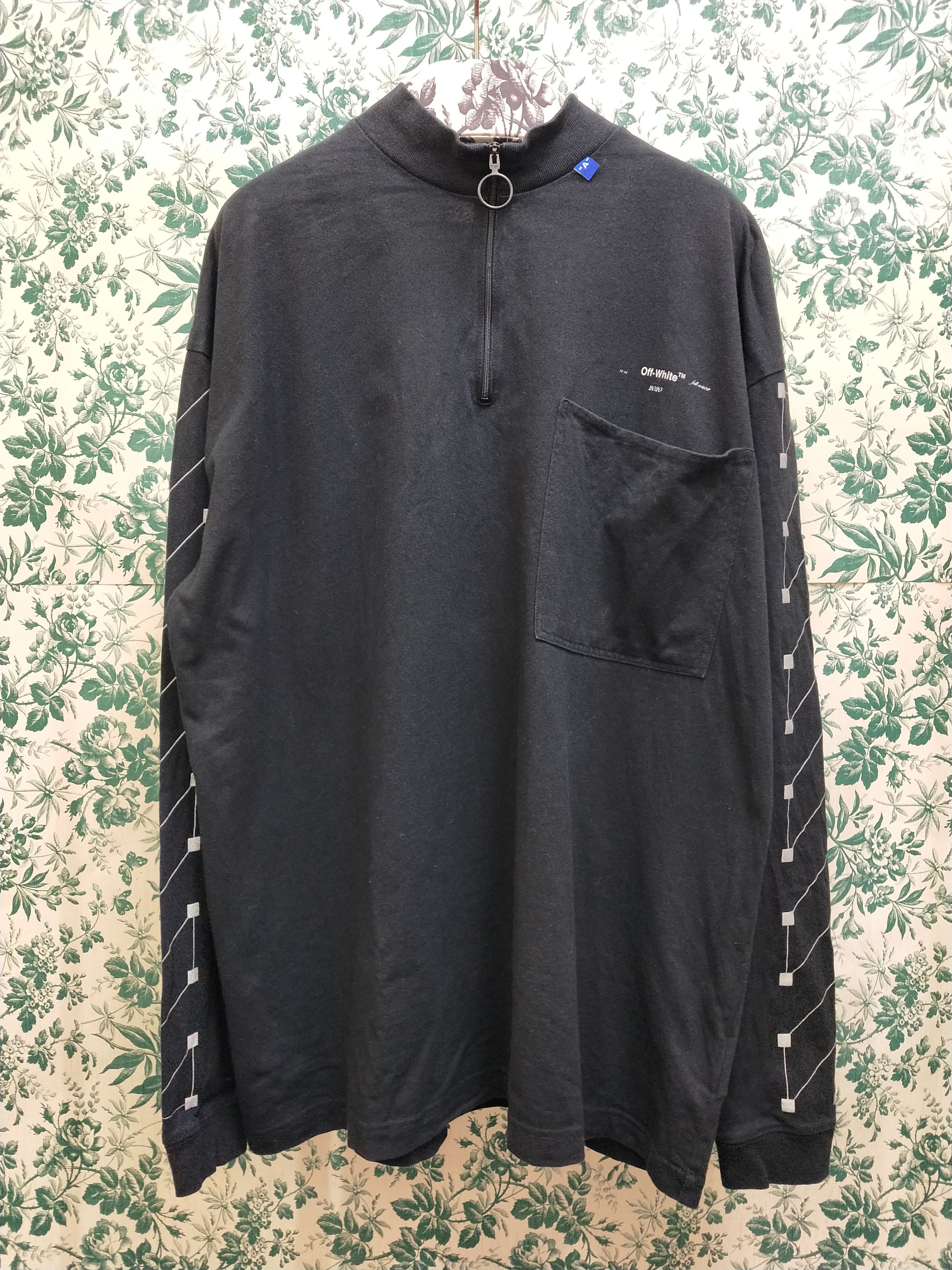 Off-White Backbone Zip Mock Neck Long Sleeve Tee Size US L / EU 52-54 / 3 - 2 Thumbnail
