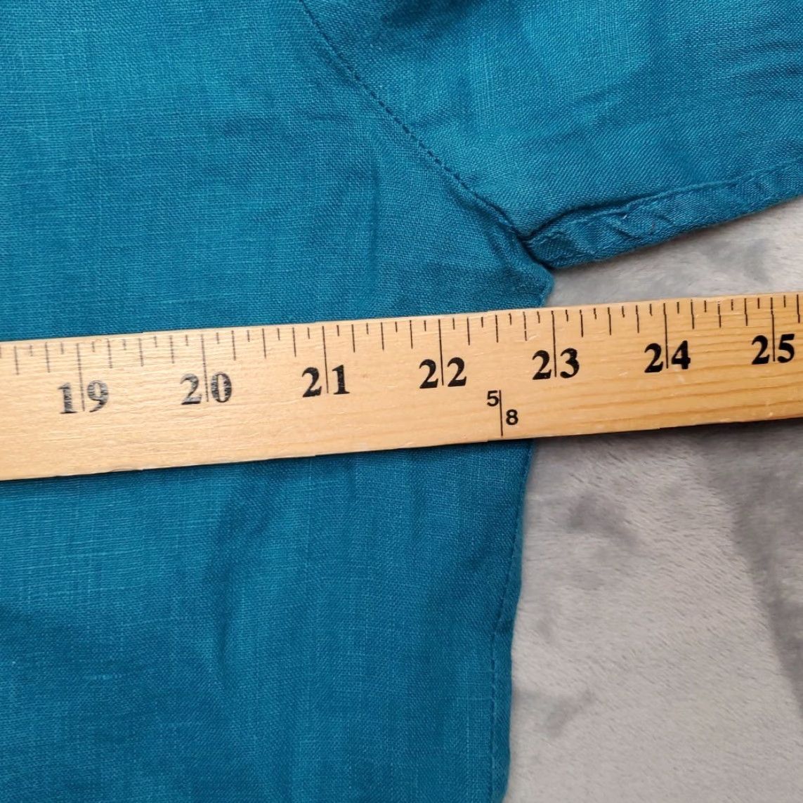 Cubavera VINTAGE Salma Shirt Mens XL Teal Blue Cubavera 100% Linen Retro Guayabera Shirt Mens XL Blue Casual Pockets 1960s Mens Size US XL / EU 56 / 4 - 6 Thumbnail