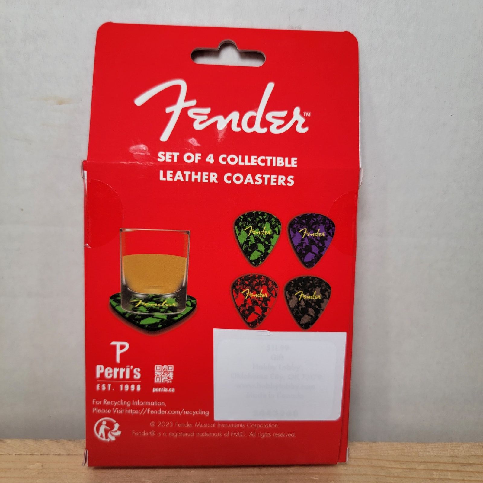 Fender Set of 4 FENDER Multi-Color Collectible Leather Coasters NEW Size ONE SIZE - 1 Thumbnail