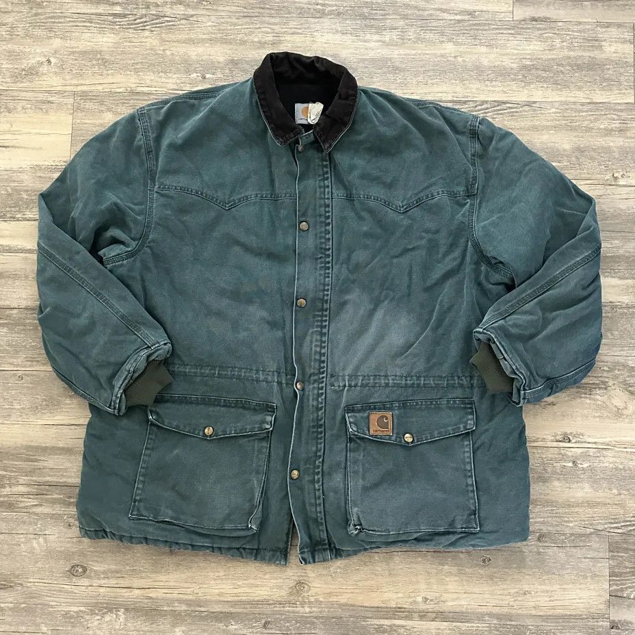 Carhartt Vintage Carhartt C08HTG Hunter Green Western Chore Coat Size US XXL / EU 58 / 5 - 1 Thumbnail