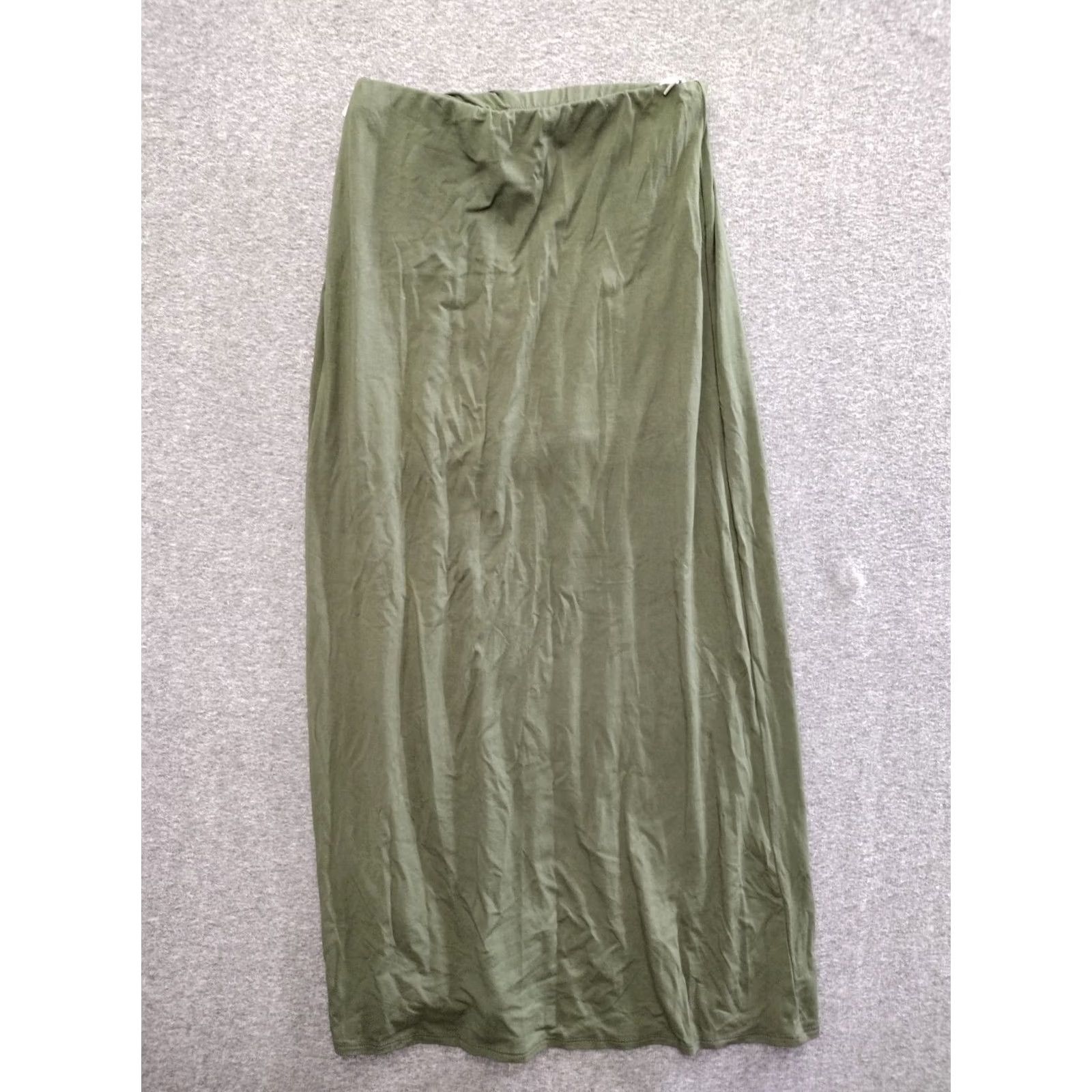 Vintage Women's Skort Shirt SKORT M Green Elastic Waist Tie Front Long Skirt Shorts Knit Rayon Spandex Casual Travel 90s Hippie Womens Size 32" / US 10 / IT 46 - 2 Thumbnail