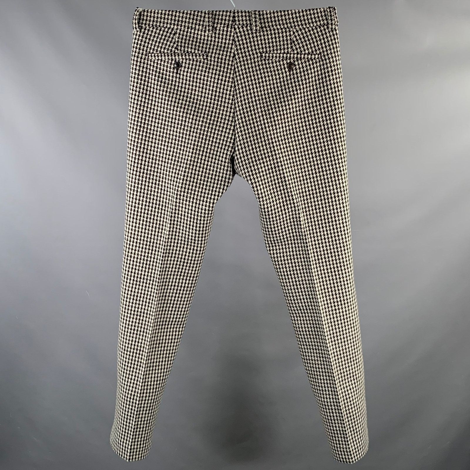 AMI Size 34 Black White Houndstooth Casual Pants Size US 34 / EU 50 - 3 Thumbnail