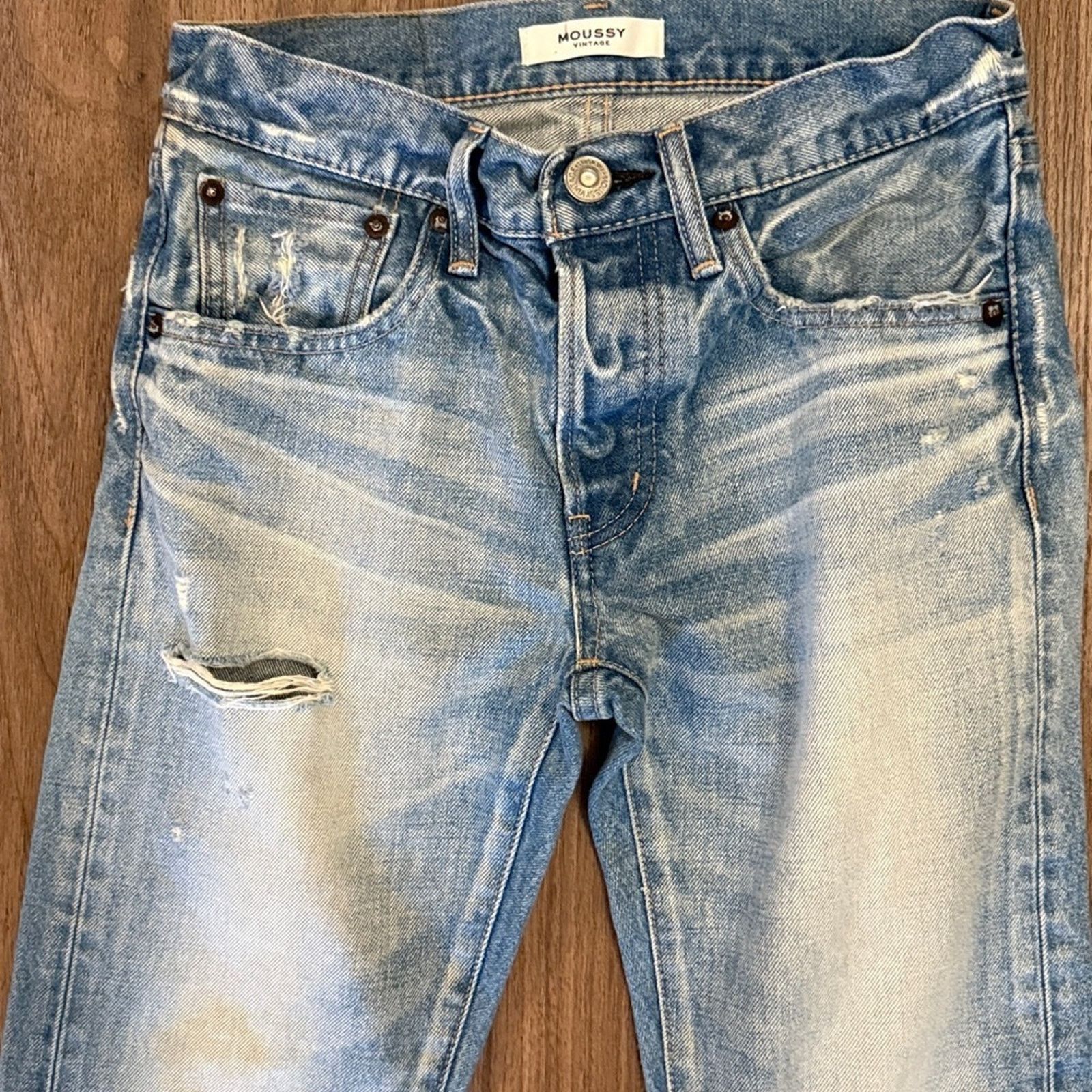 MOUSSY Moussy Light Blue distressed Howa Denim Jeans 24 Size 24" / US 00 / IT 34 - 2 Thumbnail