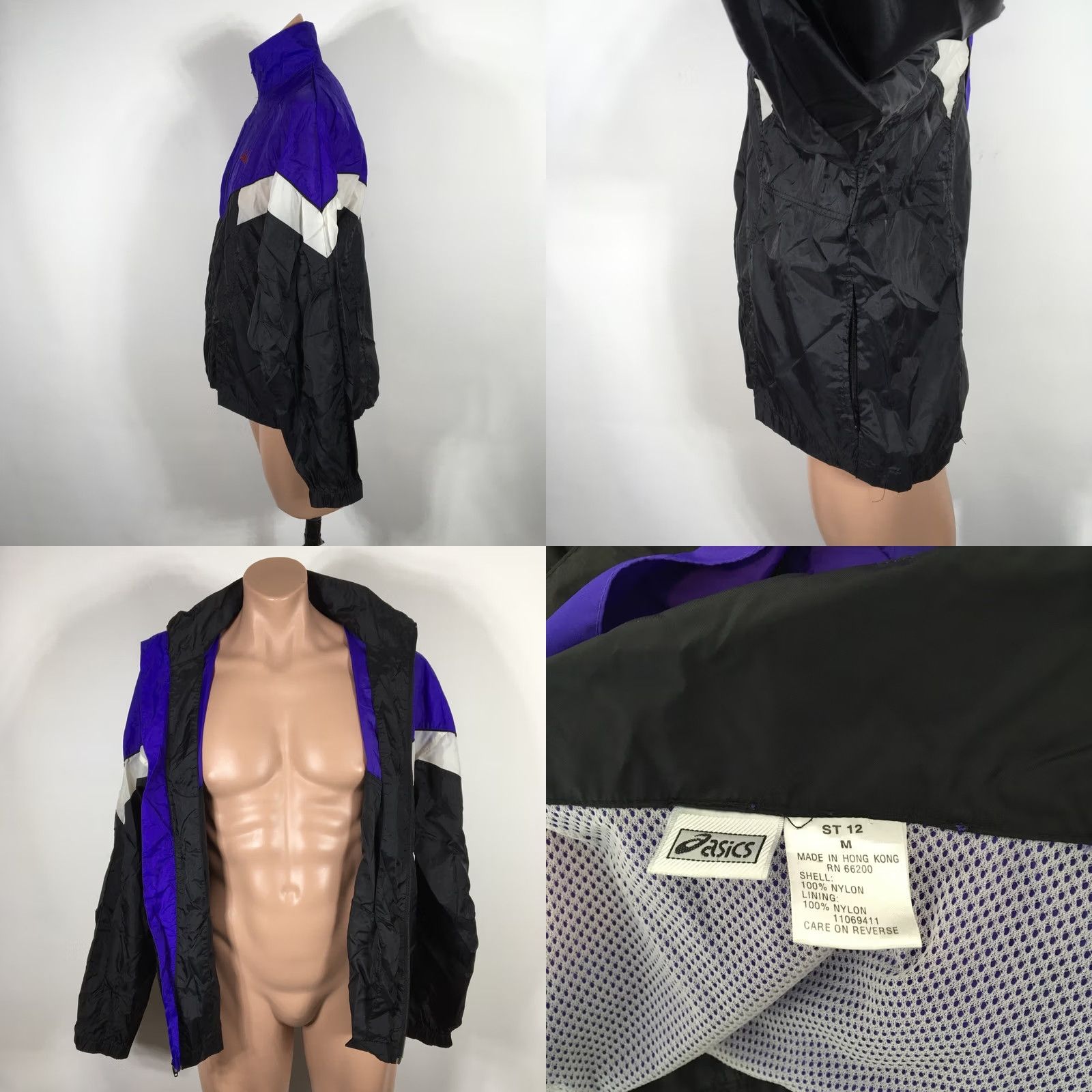 Asics ASICS Windbreaker Jacket Mens M Purple 80s 90s Vintage Lightweight Detachable Hood Nylon Rain Winter Trackstyle Size US M / EU 48-50 / 2 - 8 Thumbnail