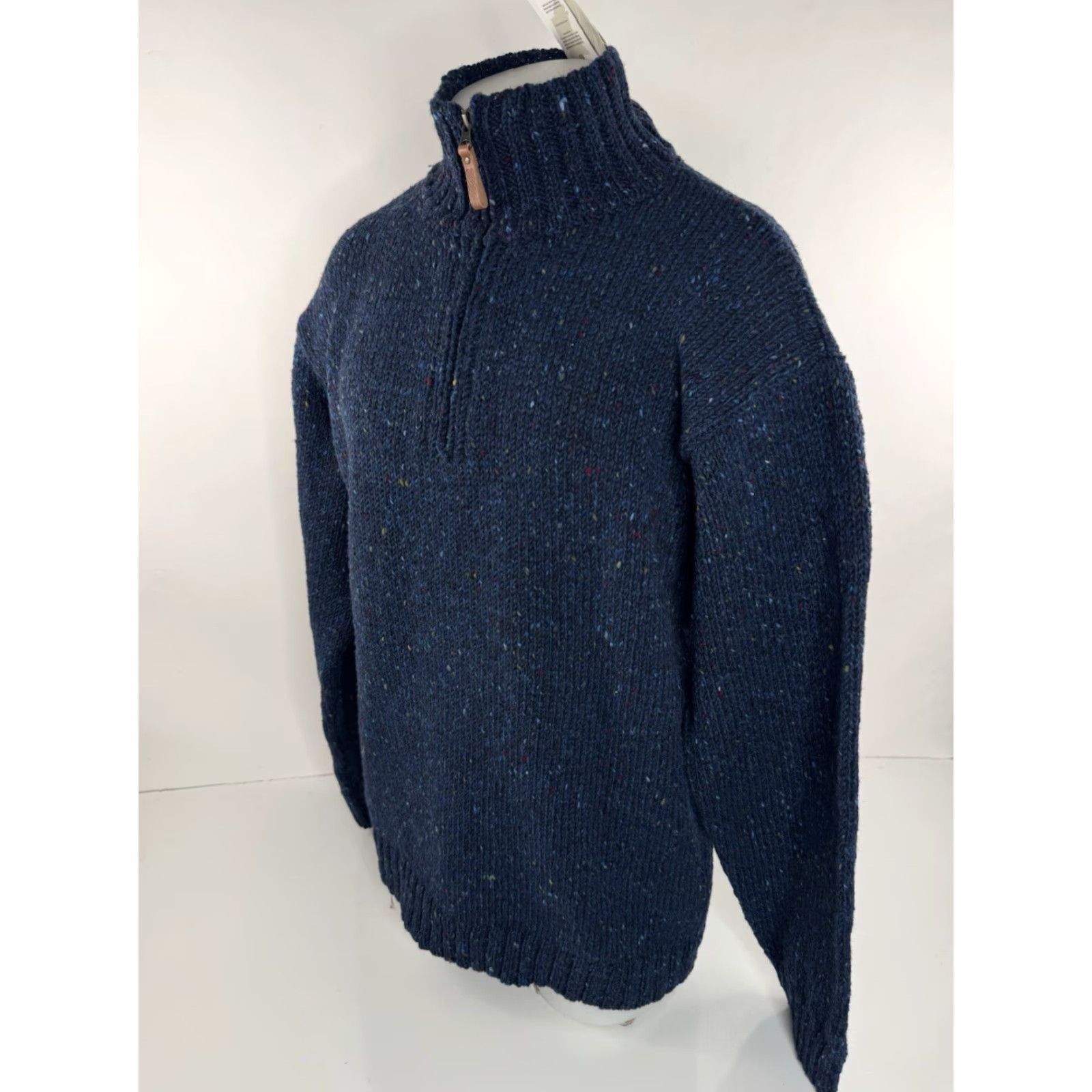 Vintage Aran Crafts - Wool Pullover Sweater, Blue, 2XL, Heavy Knit Zipper, Long Sleeve, Knit Wool, Ireland Made, Mens Size US XXL / EU 58 / 5 - 2 Thumbnail