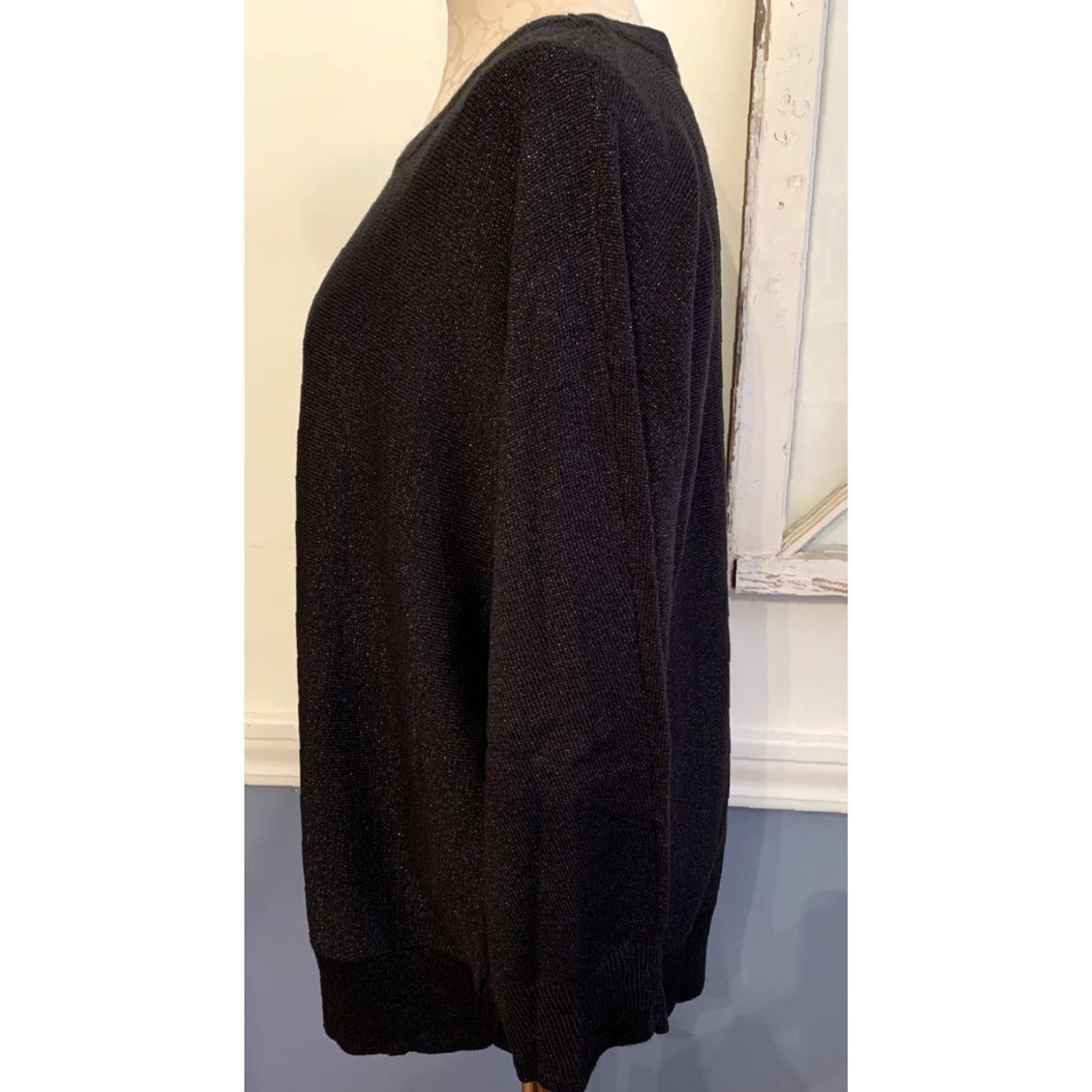 Croft & Barrow VINTAGE Croft & Barrow Women's Sweater 3/4 Sleeve XXL Black Mineral Sparkle 68% acrylic 22% polyester 10% metallic Womens Size XXL / US 16-18 / IT 52-54 - 4 Thumbnail