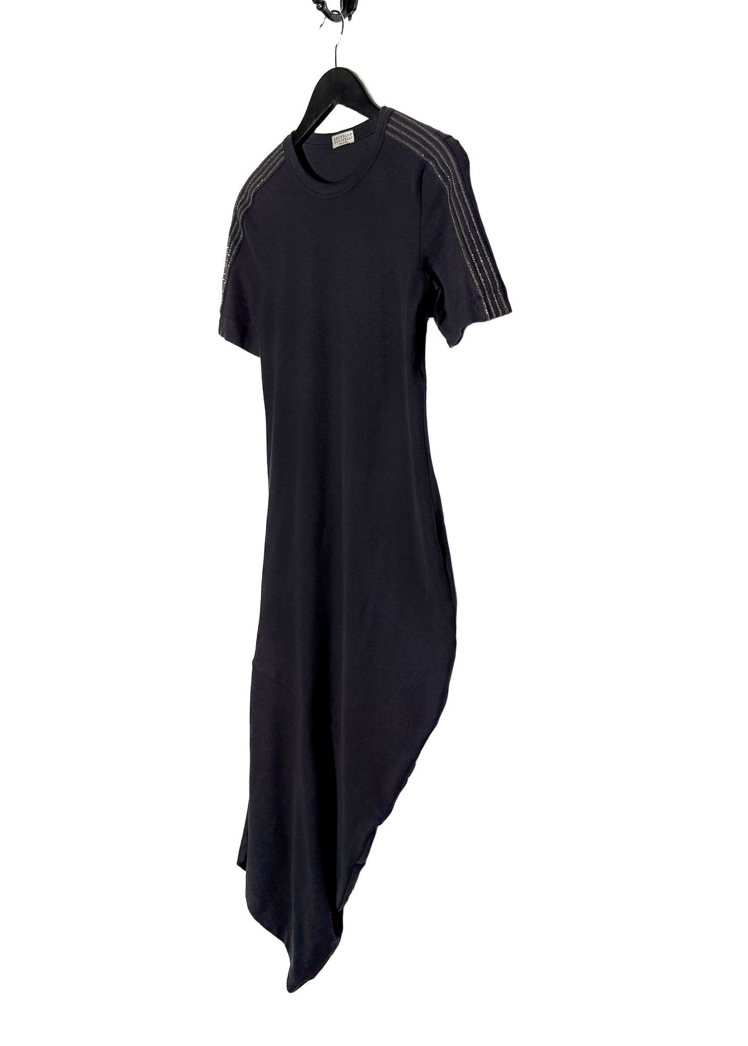 Brunello Cucinelli Brunello Cucinelli Navy Wool Monili Accent Midi Dress Size S / US 4 / IT 40 - 2 Thumbnail