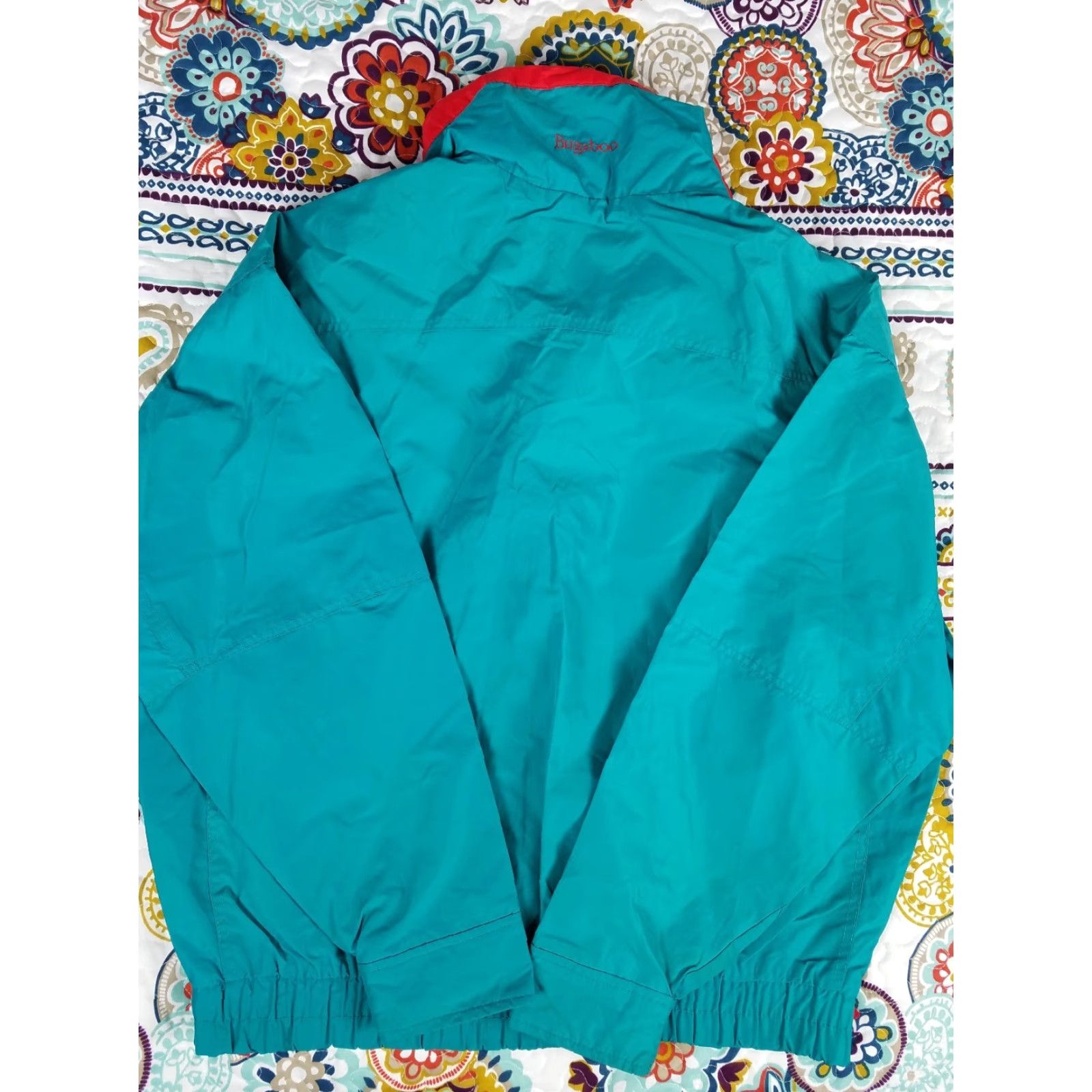 AQUA VINTAGE Columbia Windbreaker Jacket Mens L 90s Aqua Red Bugaboo Bomber Nylon Red Mens Size US L / EU 52-54 / 3 - 3 Thumbnail