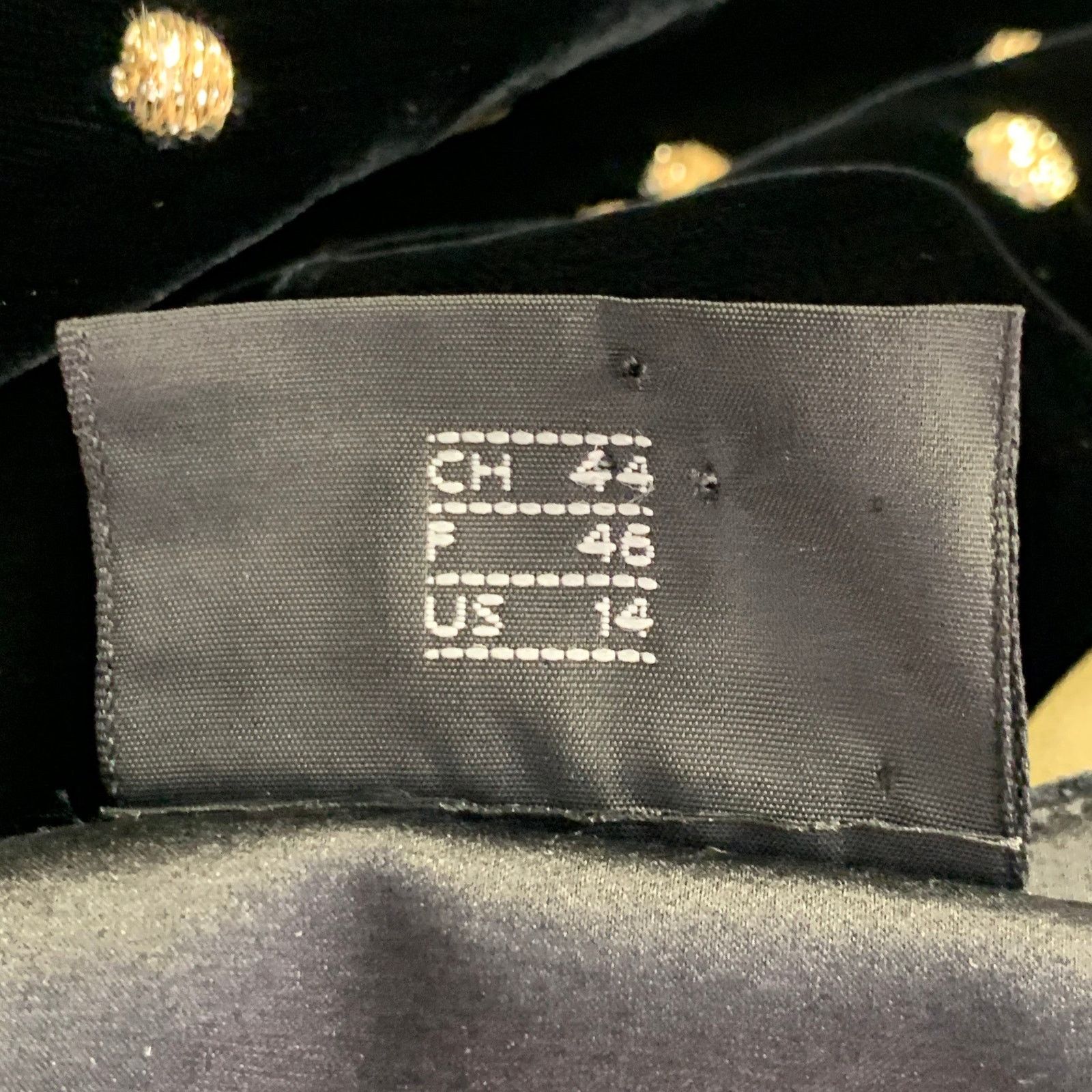 Akris AKRIS Black Metallic Gold Velvet Polka Dot Long Sleeve Bow Size XL / US 12-14 / IT 48-50 - 8 Thumbnail