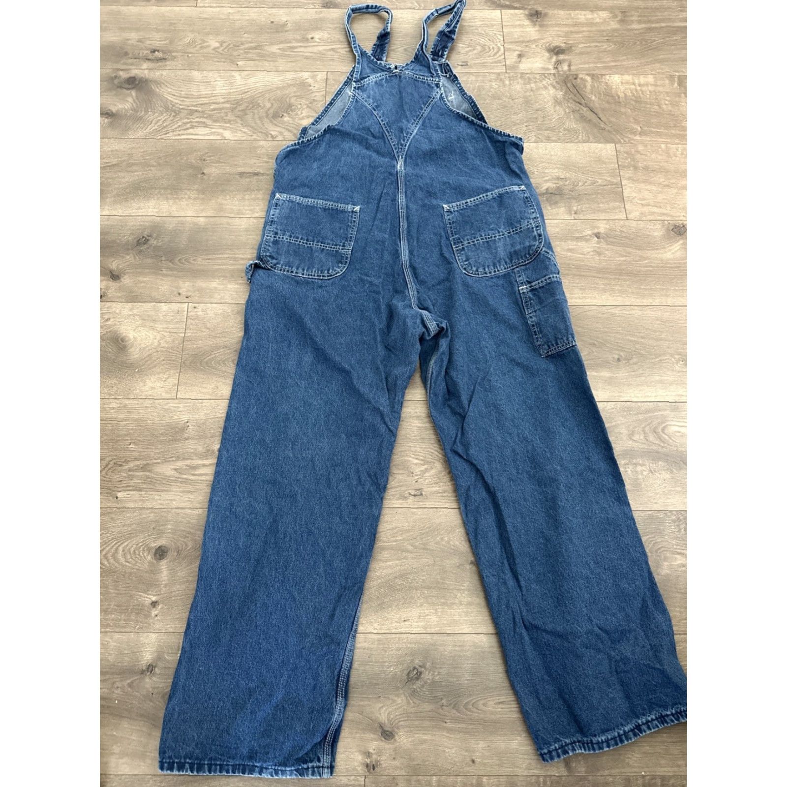 Carhartt Carhartt Bib Overalls Mens Blue Denim Carpenter Zip Suspender Buttons High Rise Regular Big & Tall 40x24 40 In Inseam 40" Width 30" Width Size US 44 / EU 60 - 7 Thumbnail