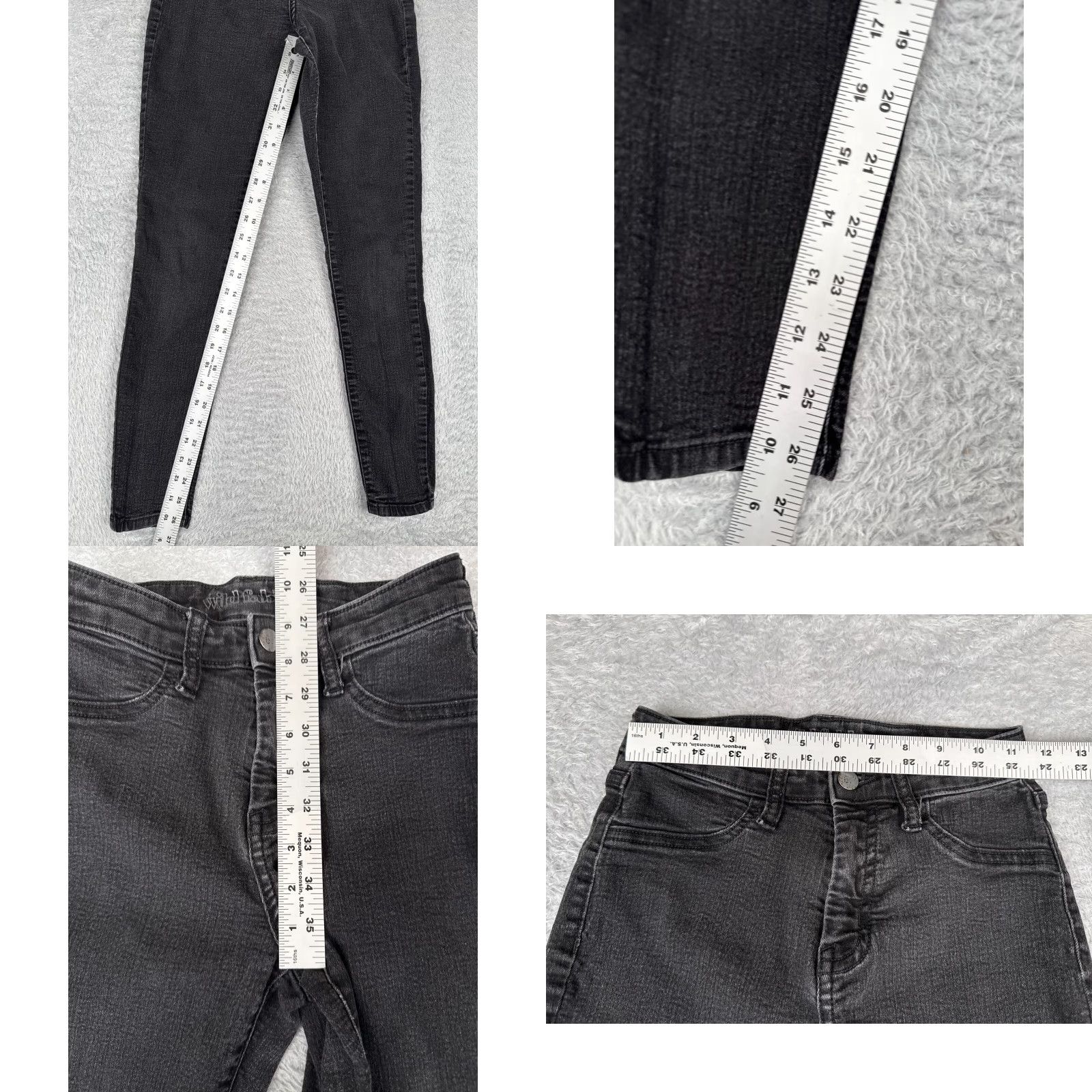 Vintage Wild Fabel Jeans 00 Black Mid Rise Skinny Cotton Blend 25x27 Womens Size 24" / US 00 / IT 34 - 8 Thumbnail