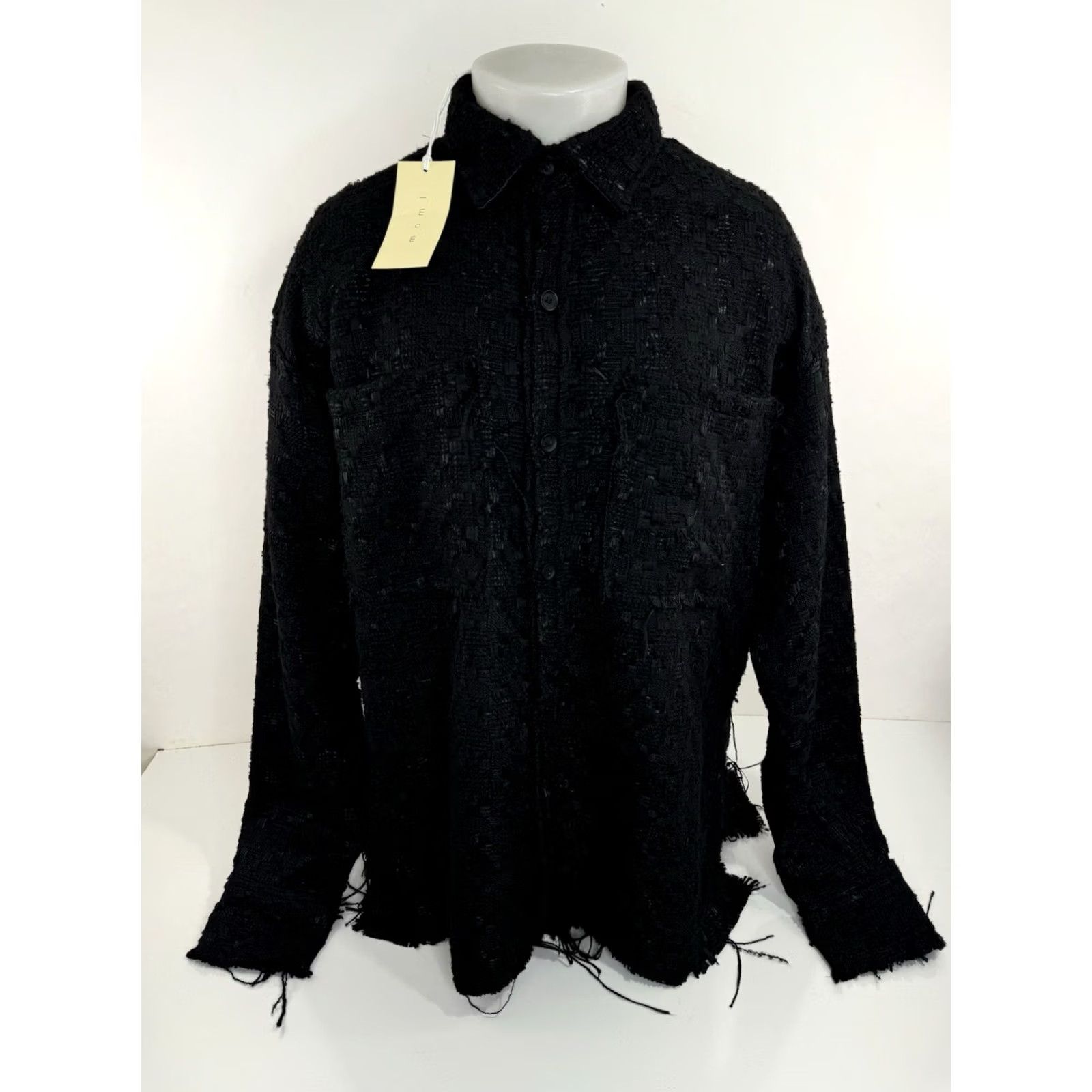 MNML MNML Shirt Jacket XL Oversized Black Flannel Patchwork Shacket with Raw Edge, NEW w TAG, Men’s XL, Polyester Patchwork, 90s-inspired MNML Shirt Jacket Size US XL / EU 56 / 4 - 2 Thumbnail