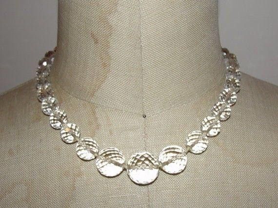 Designer Art Deco Sterling Silver, Rock Crystal Quartz Bead Necklace Size ONE SIZE - 1 Thumbnail