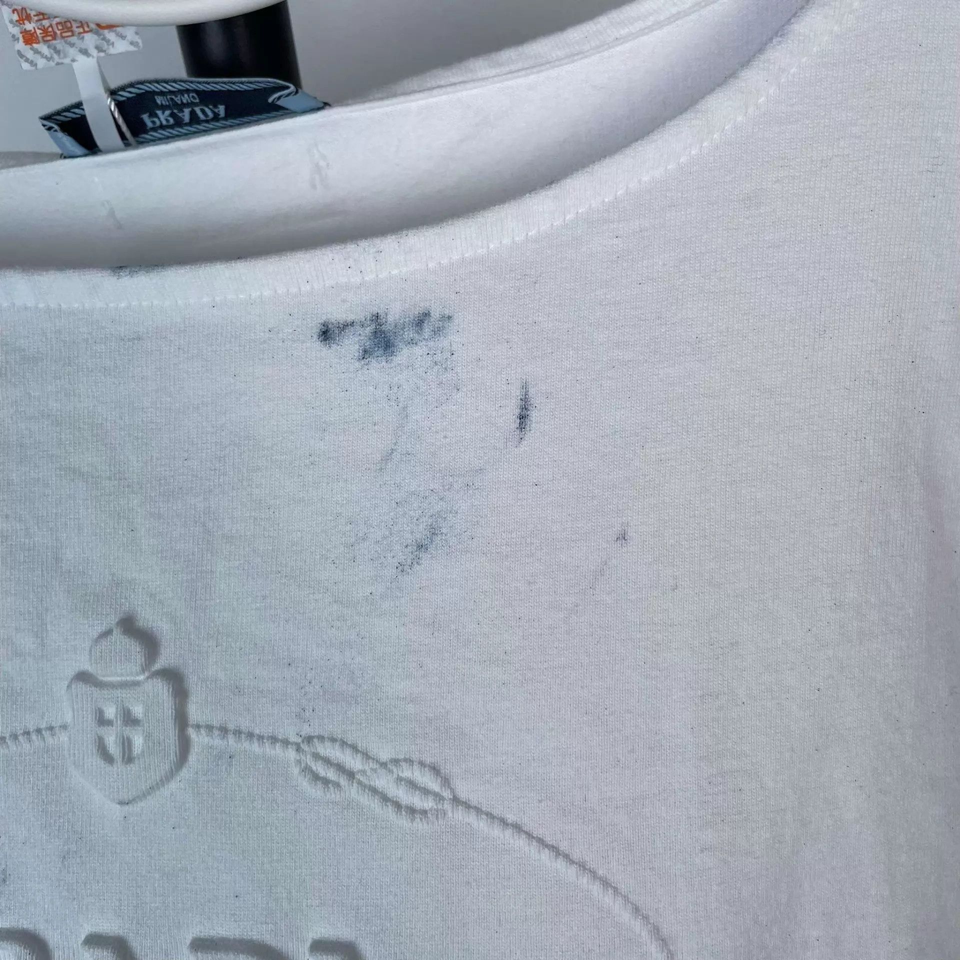 Prada Prada White Embossed Long Sleeve T-shirt Size XS / US 0-2 / IT 36-38 - 9 Thumbnail