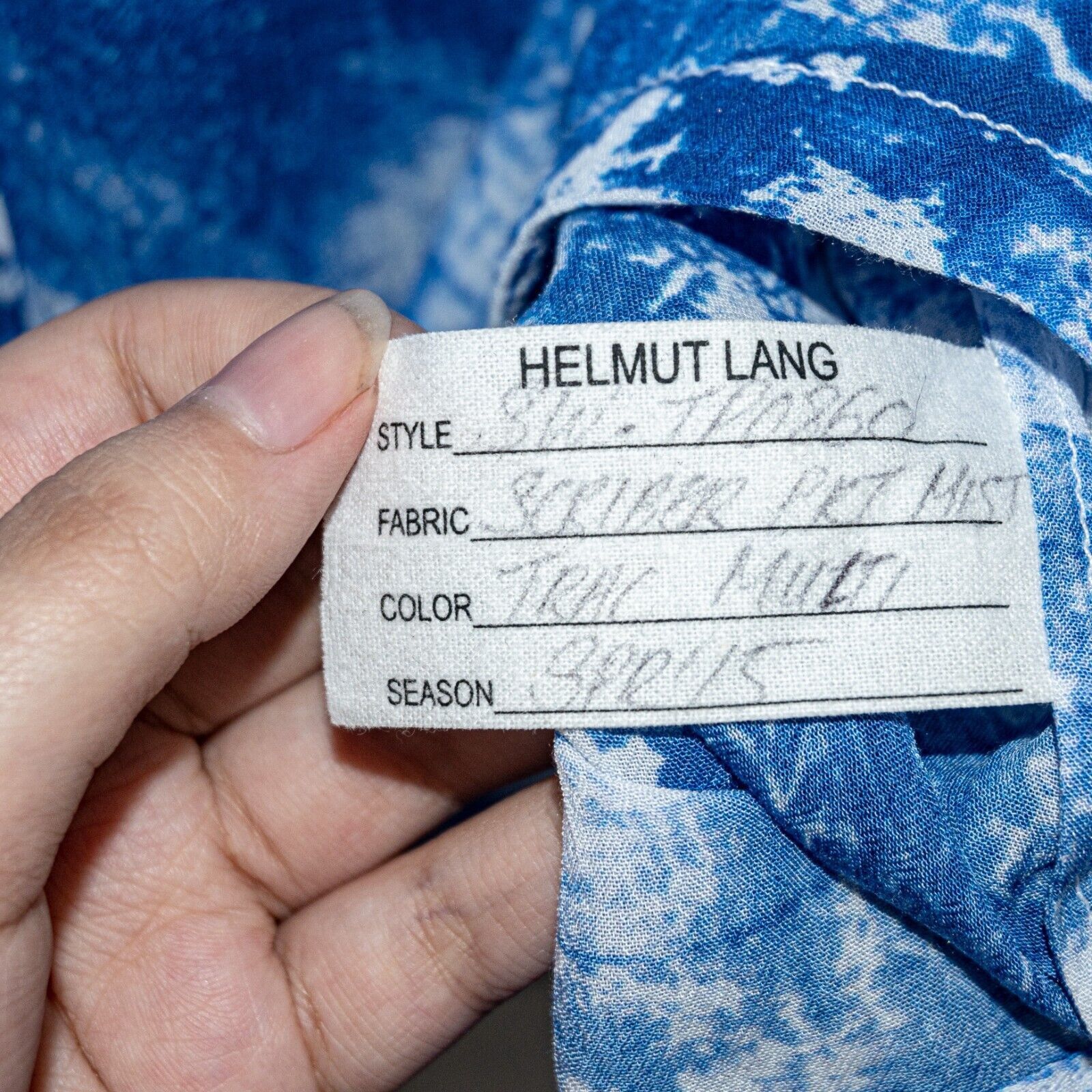 Helmut Lang HELMUT LANG Button up Shirt Blue white Print Long Sleeve Size L / US 10 / IT 46 - 8 Thumbnail
