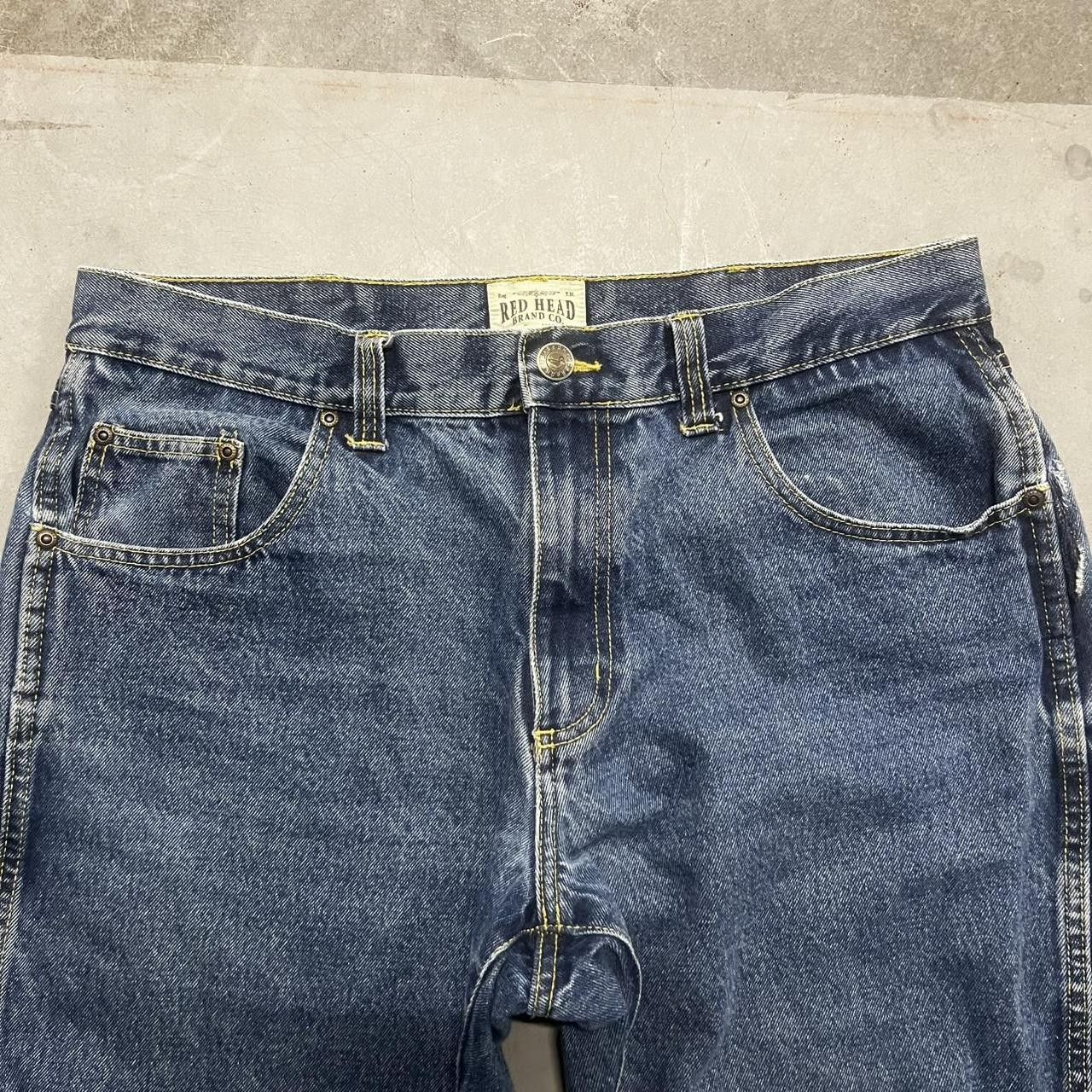 Vintage Vintage Y2K Baggy Workwear Red Head Dark Wash Denim Jeans Size US 36 / EU 52 - 4 Thumbnail