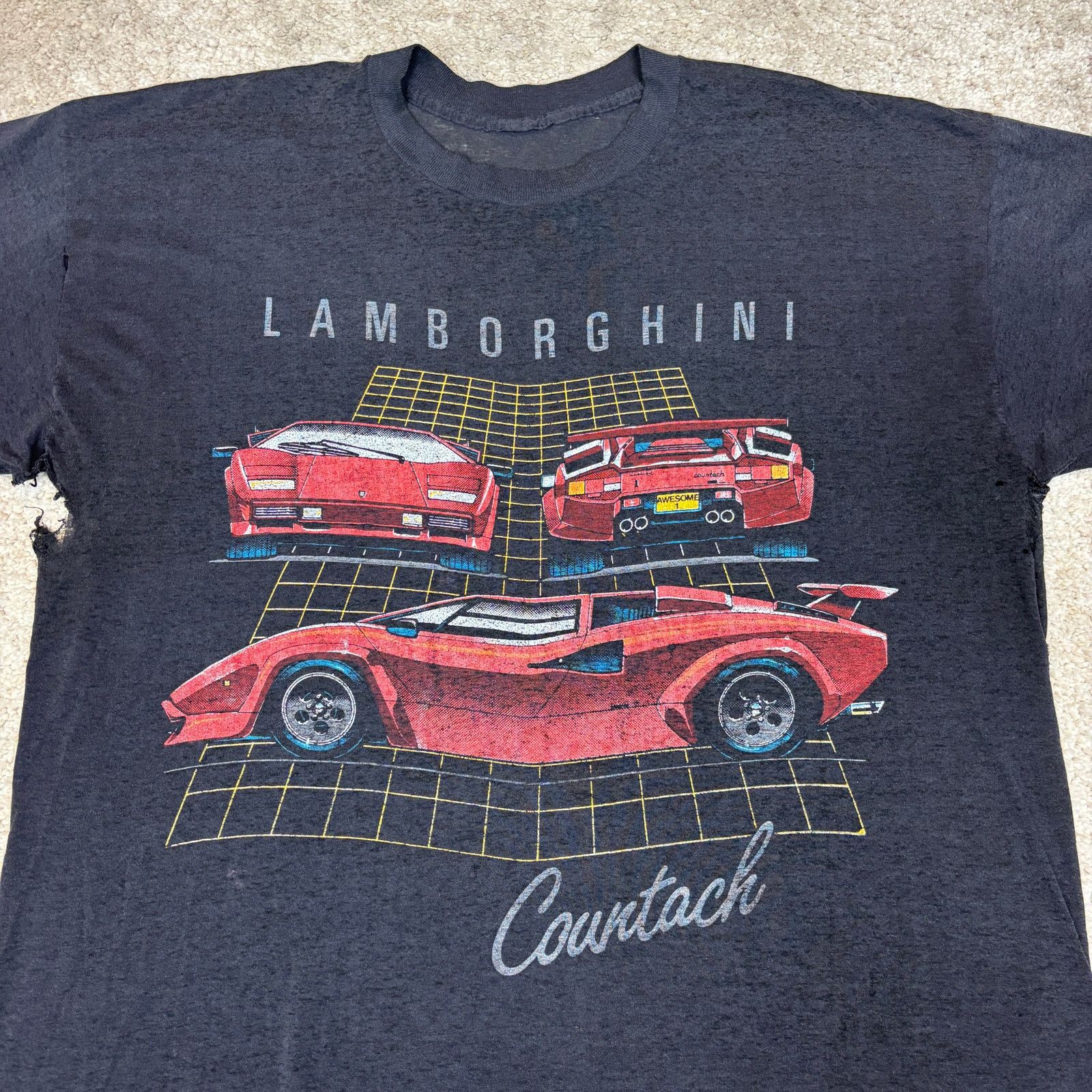 Lamborghini × Vintage Vintage 80s Lamborghini Countach Paper Thin Shirt Men's XL Size US XL / EU 56 / 4 - 2 Thumbnail
