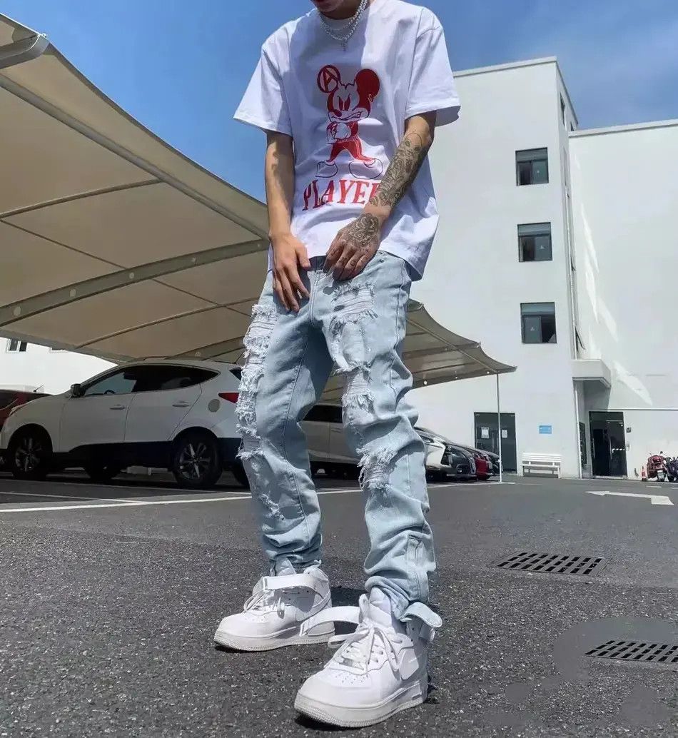 Japanese Brand Hip hop personalized slim fit distressed jeans Size US 32 / EU 48 - 6 Thumbnail
