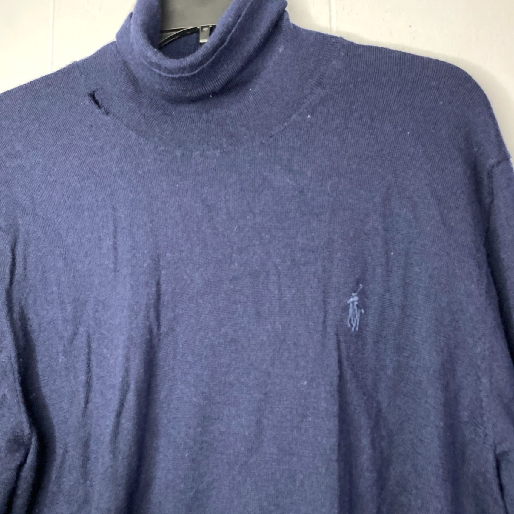 Polo Ralph Lauren VINTAGE Polo Ralph Lauren Sweater Shirt Mens L Navy Wool Merino Turtleneck Pullover 90s Logo Size US L / EU 52-54 / 3 - 2 Thumbnail
