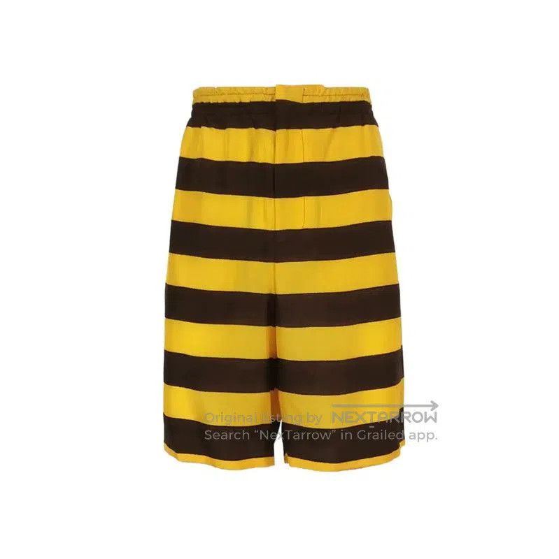 Prada Prada Yellow Striped Silk Shorts for Men. Size US 32 / EU 48 - 1 Thumbnail