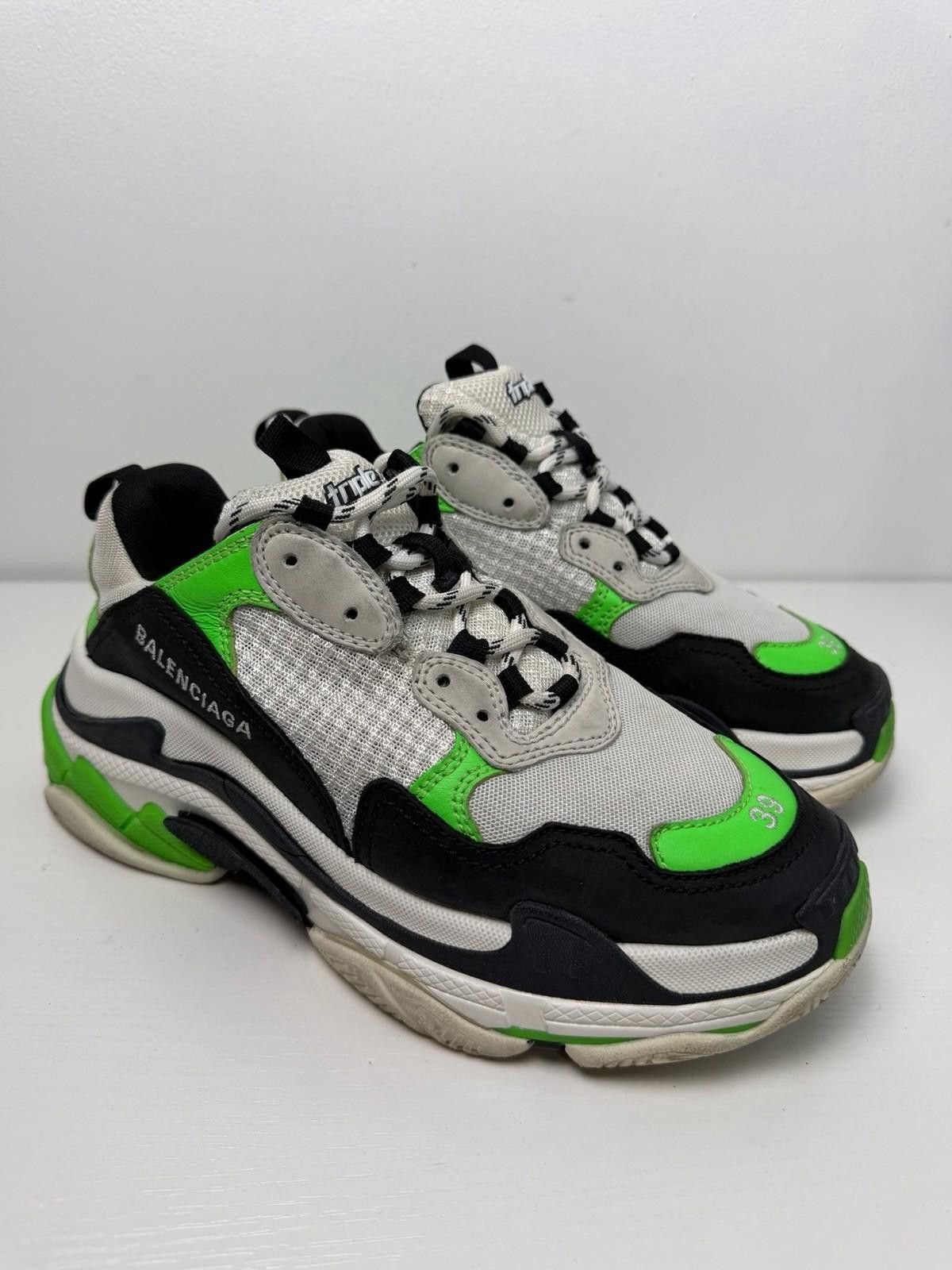 Balenciaga Balenciaga Triple S Mesh & Leather Sneaker Neon Green SZ 9 Size US 9 / IT 39 - 1 Thumbnail