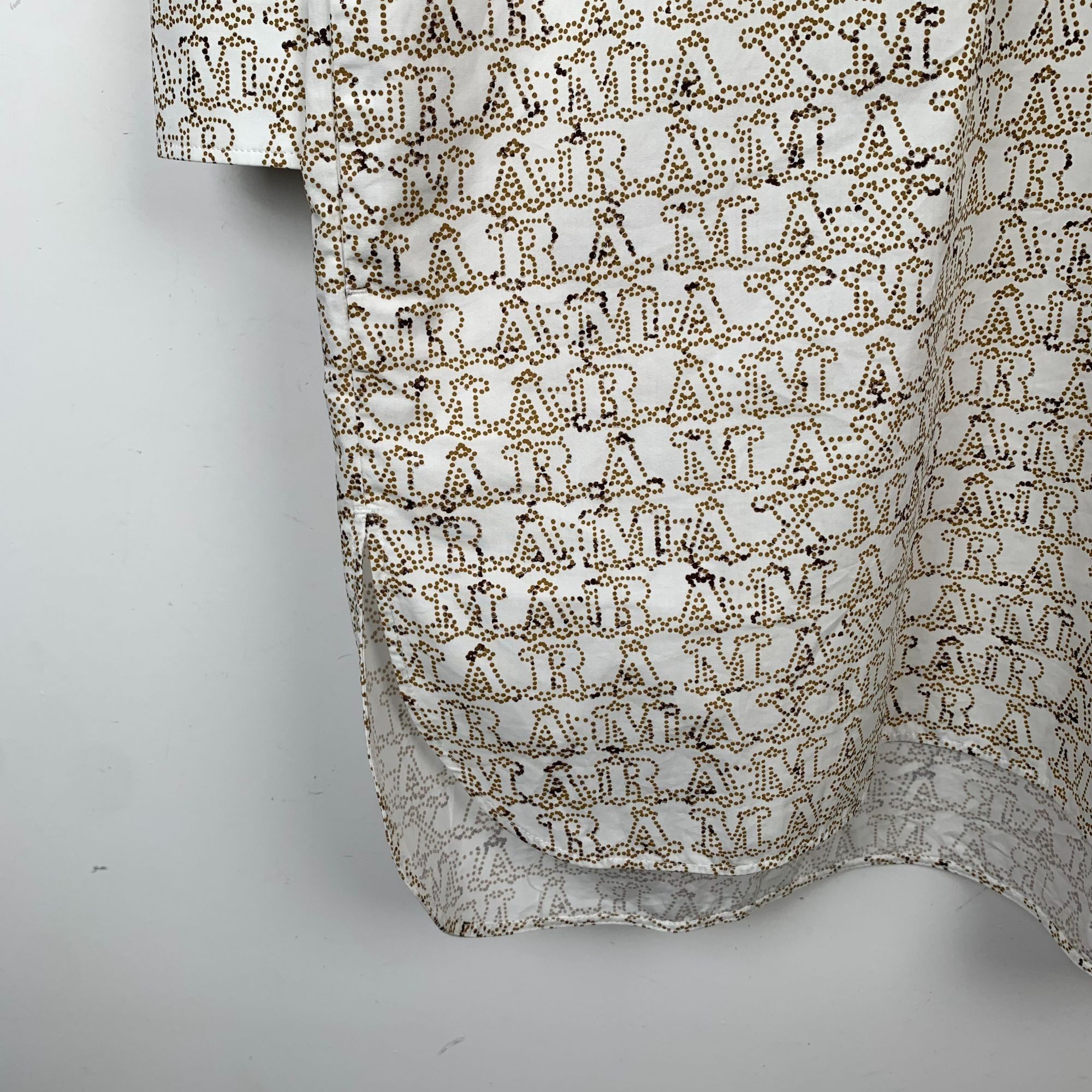 Max Mara Max Mara Beige Logo Print Cotton Long-Sleeve Shirt Dress (Si Size S / US 4 / IT 40 - 3 Thumbnail