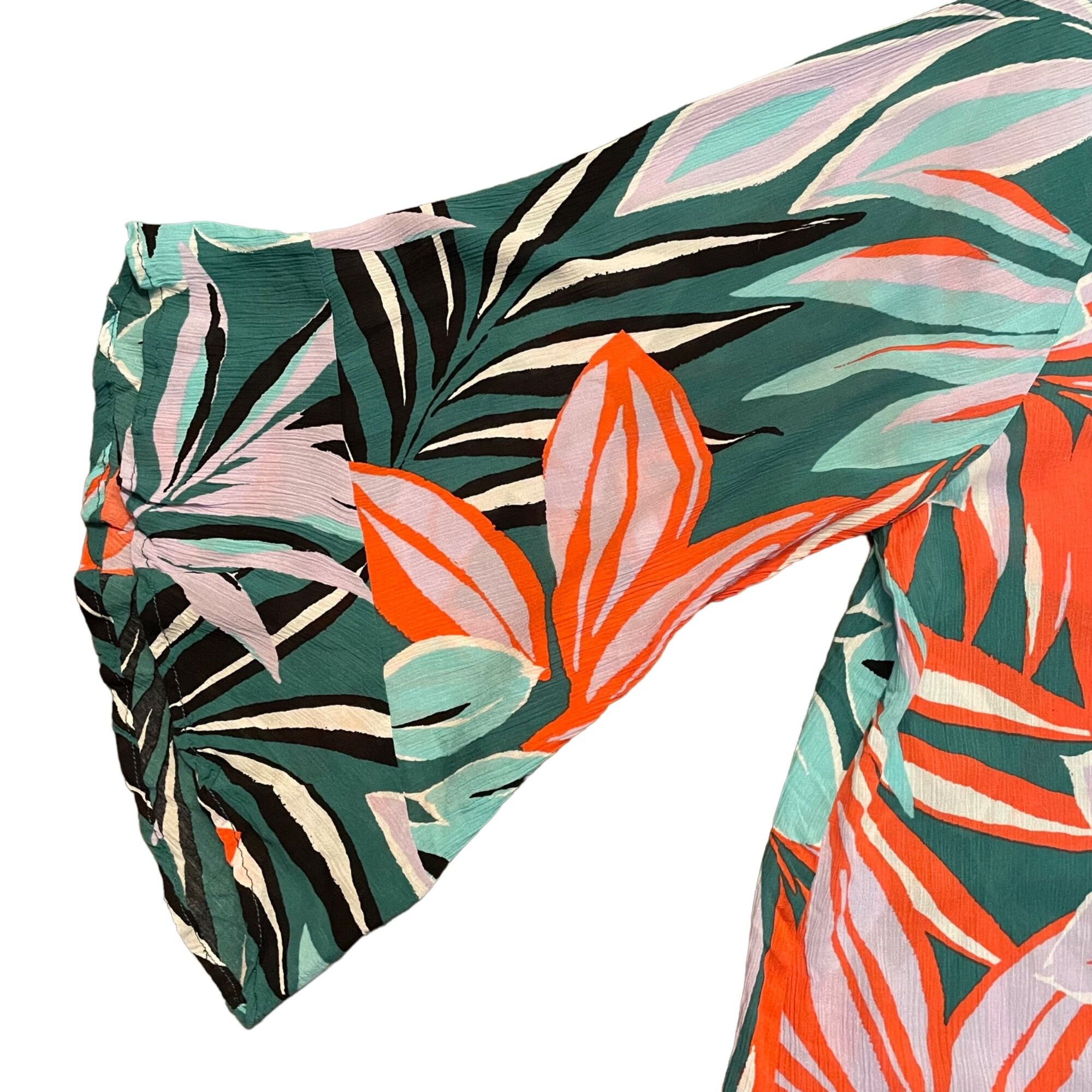 Other Anne Cole Novelty Tropical Print Bell Sleeve 100% Rayon Tuni Size M / US 6-8 / IT 42-44 - 3 Thumbnail
