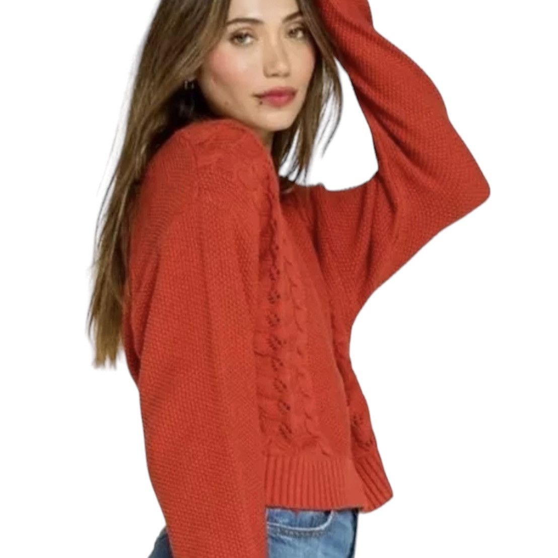 Billabong NWT Billabong Red Cable Knit Sweater Cropped L Size L / US 10 / IT 46 - 8 Thumbnail