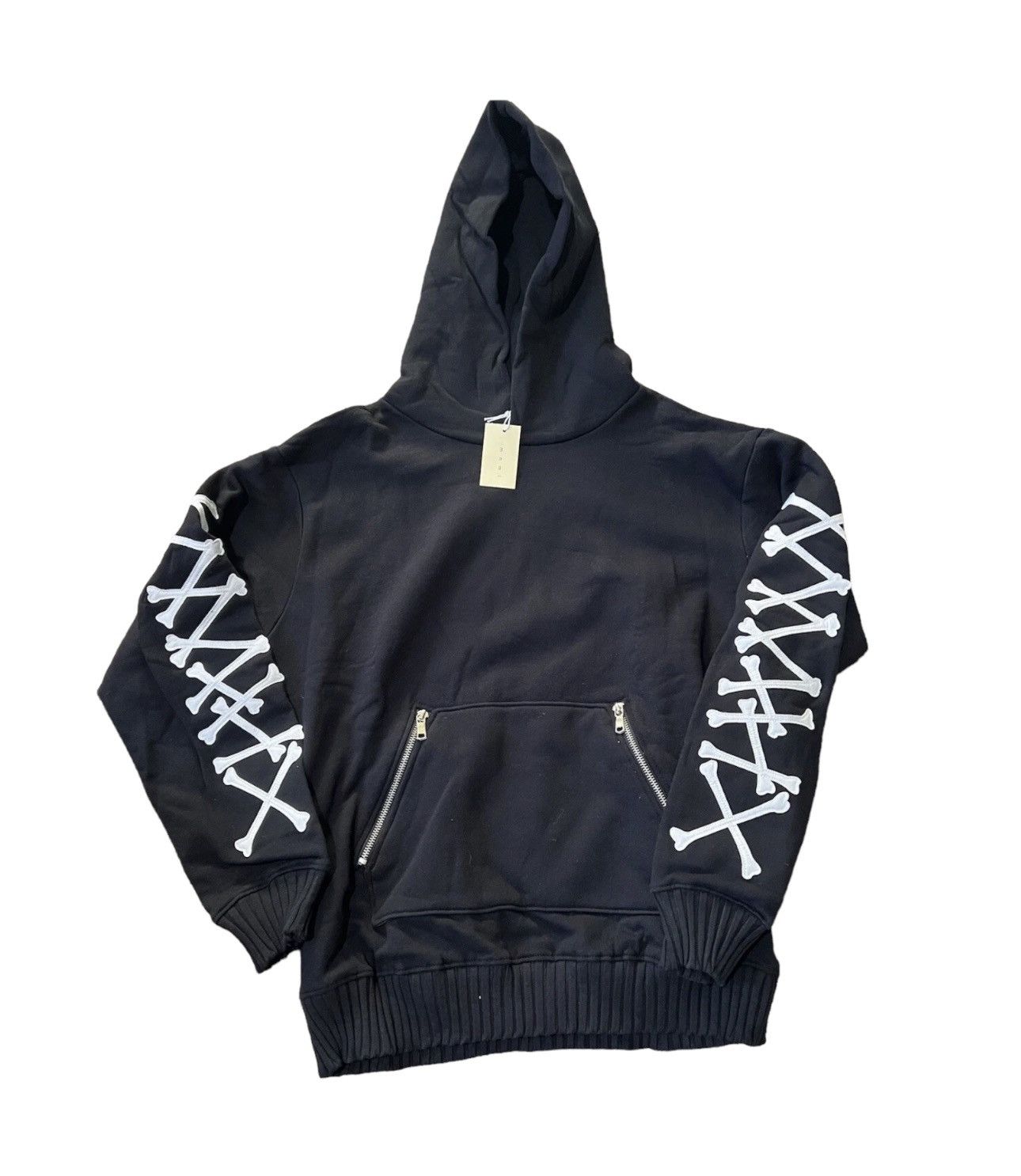 image of Mnml Bones Zipper Hoodie in Black, Men's (Size Medium)