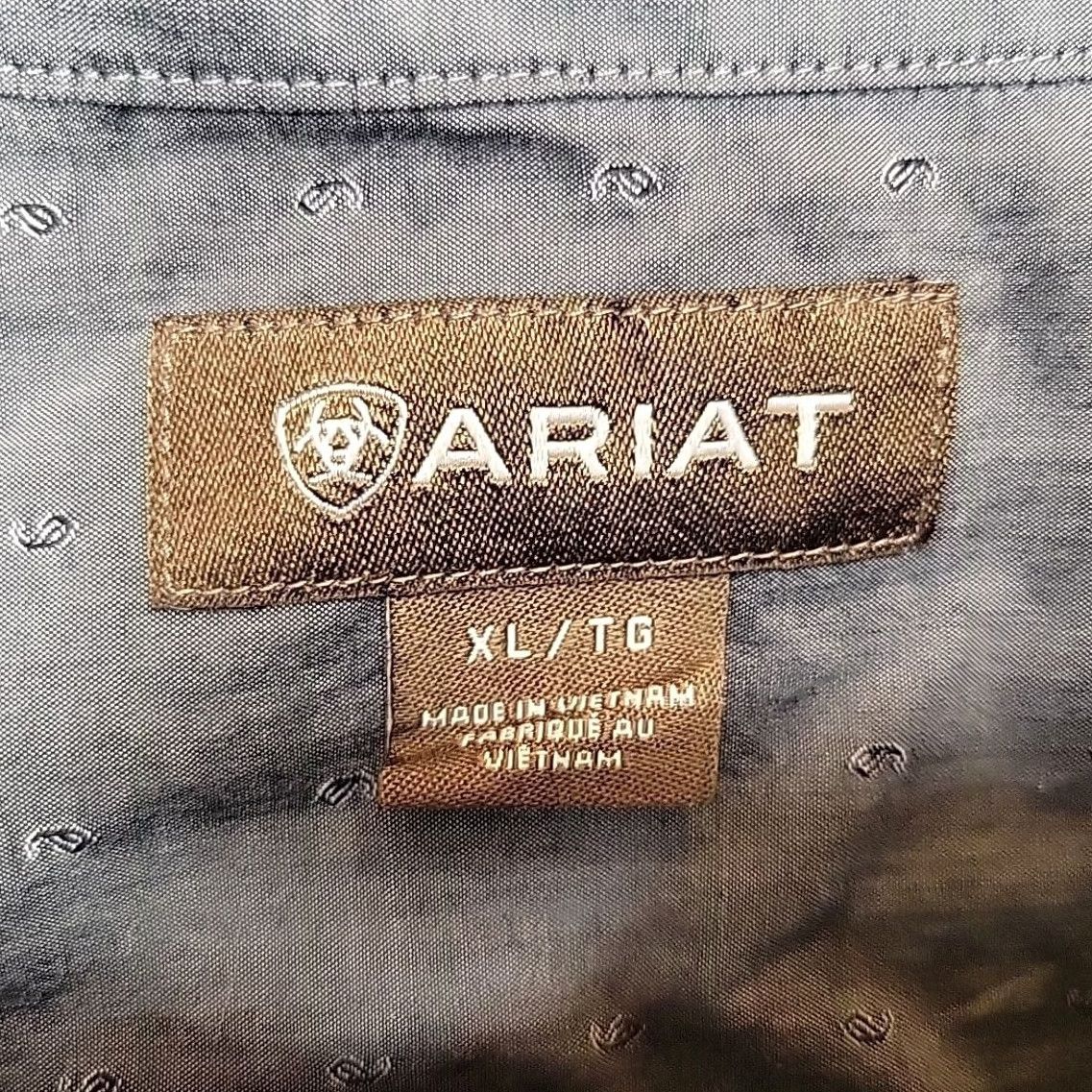 Ariat Ariat Mens XL Gray Geometric Long Sleeve Western Cowboy Button Casual Shirt Size US XL / EU 56 / 4 - 5 Thumbnail
