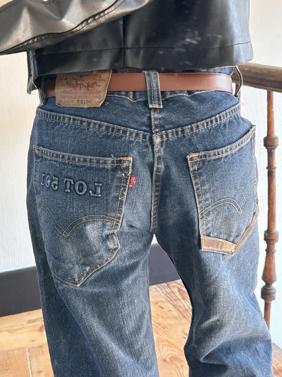 Levi's × Levi's Vintage Clothing Rare Levi’s 501XX Japan Leather V W34 L34 Vintage Denim Size US 34 / EU 50 - 10 Thumbnail