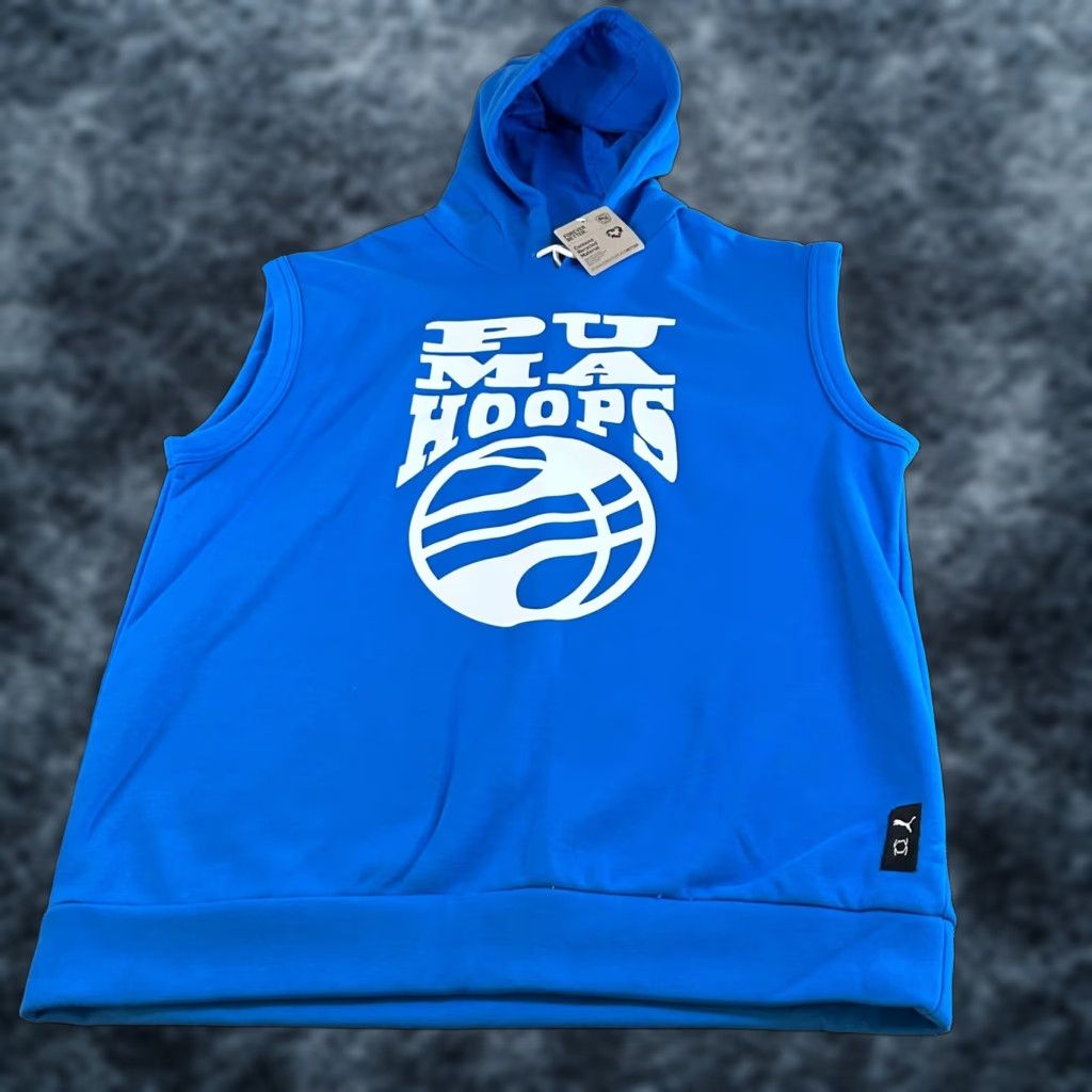 Puma Puma Hoops Sleeveless Hoodie Basketball Graphic Pullover Blue Mens L Size US L / EU 52-54 / 3 - 1 Thumbnail