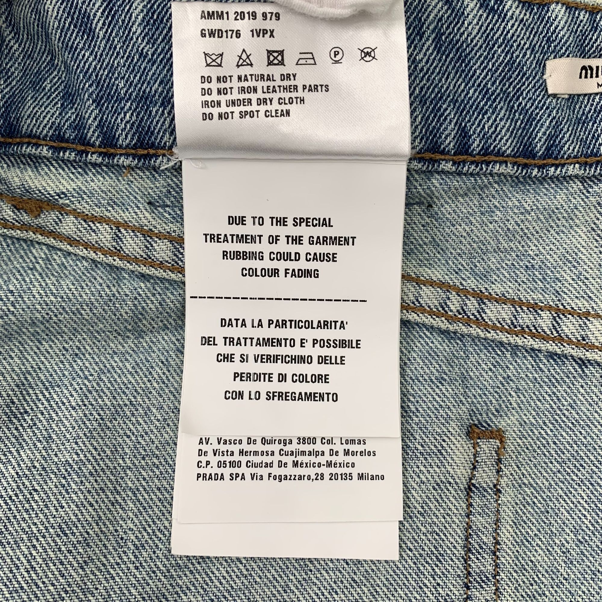 Miu Miu Miu Miu Light Blue Denim Skirt With Black Tassel Tie Belt Fr Size 36" / US 14 / IT 50 - 3 Thumbnail