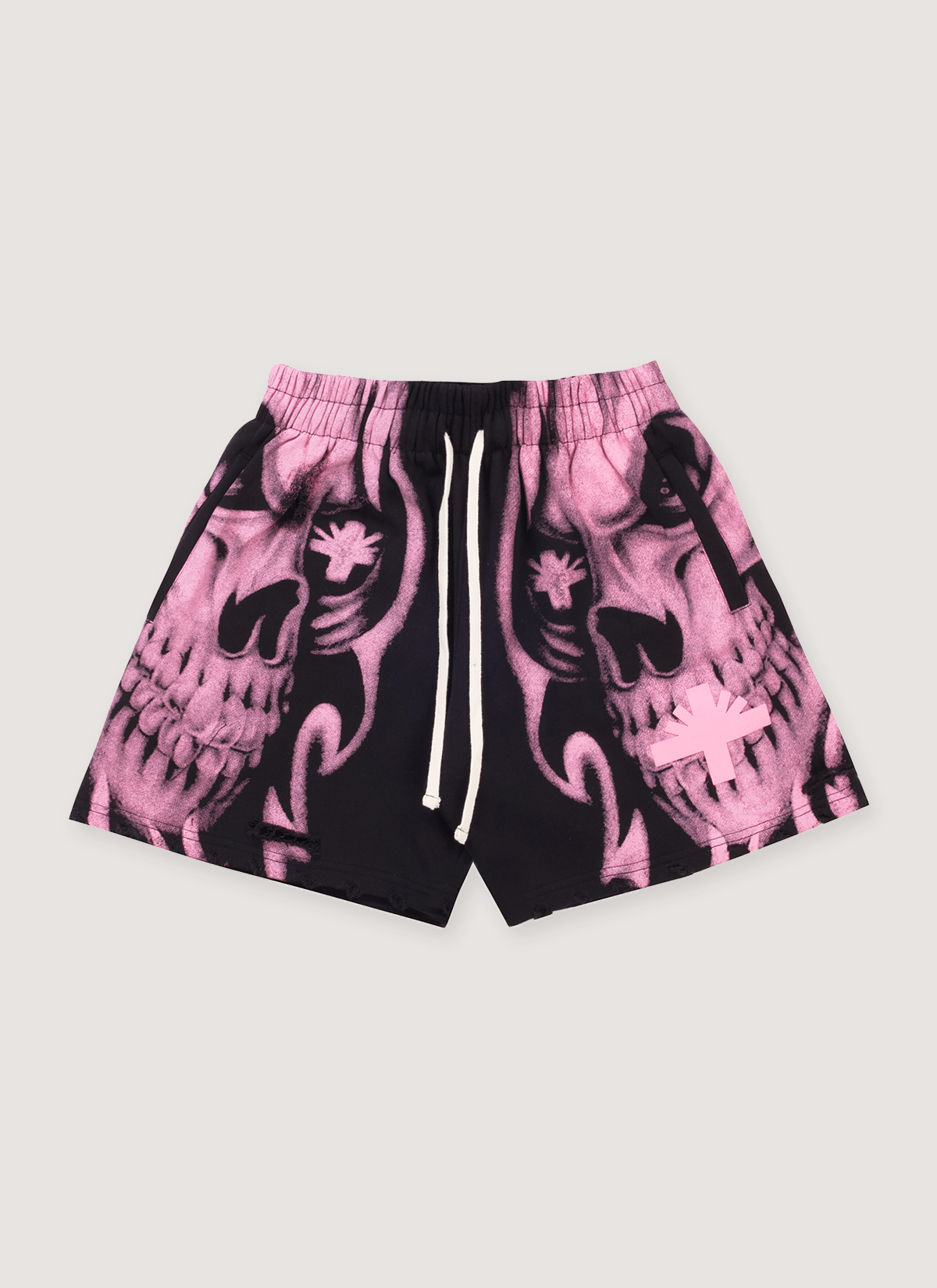 Skull Face Shorts Black Pink