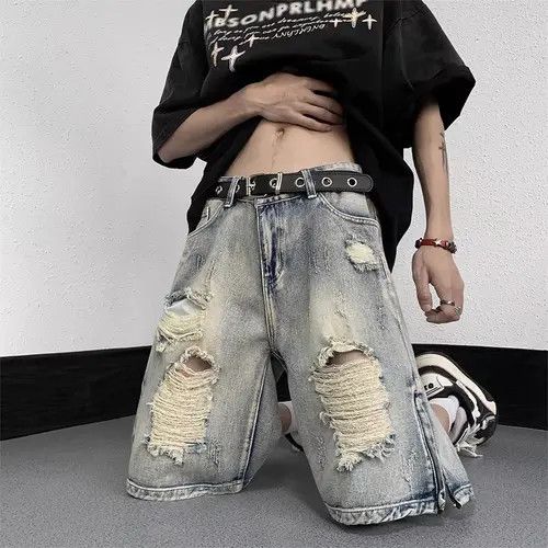 VIBE Street Hip Hop Vintage Loose Fit Denim Shorts Size US 30 / EU 46 - 6 Thumbnail