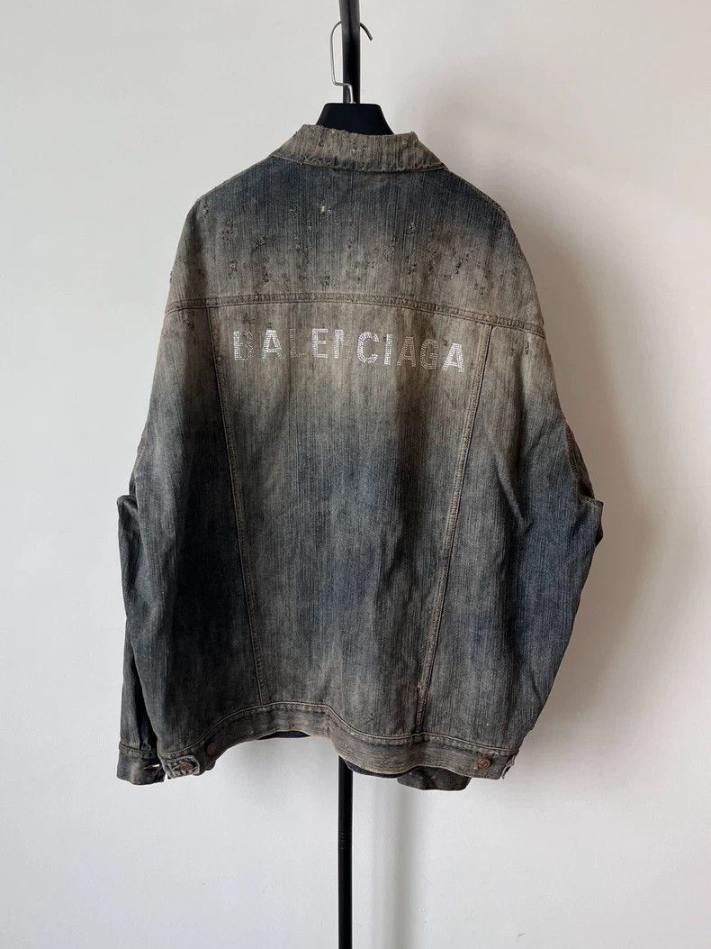Balenciaga Balenciaga size 2 Back Rhinestone Logo Retro Denim Jacket Size S / US 4 / IT 40 - 1 Thumbnail