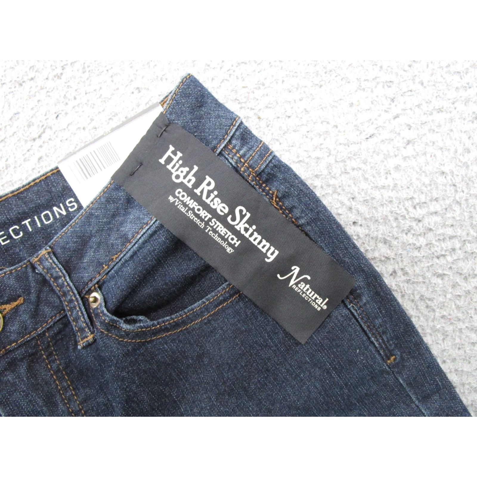 Vintage Natural Reflections Women's High Rise Skinny Dark Wash Stretch Jeans SZ 10A NEW Size 32" / US 10 / IT 46 - 2 Thumbnail