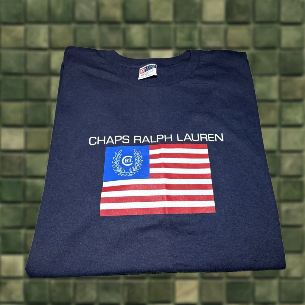 Polo Ralph Lauren VINTAGE Polo Ralph Lauren Short Sleeve T-Shirt XL Navy Flag Graphic Tee Men Size US XL / EU 56 / 4 - 1 Thumbnail