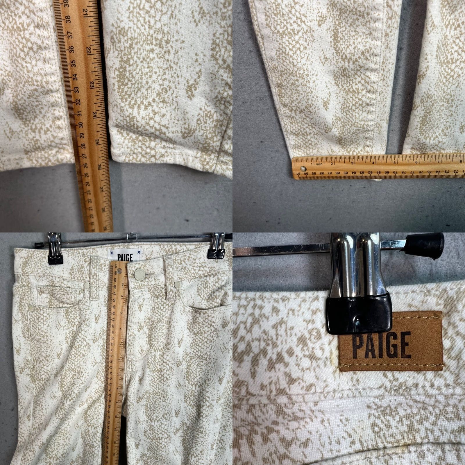 Paige PAIGE Snake Print Ankle Jeans Womens Size 26 Beige Stretch Cotton Blend Size 26" / US 2 / IT 38 - 8 Thumbnail
