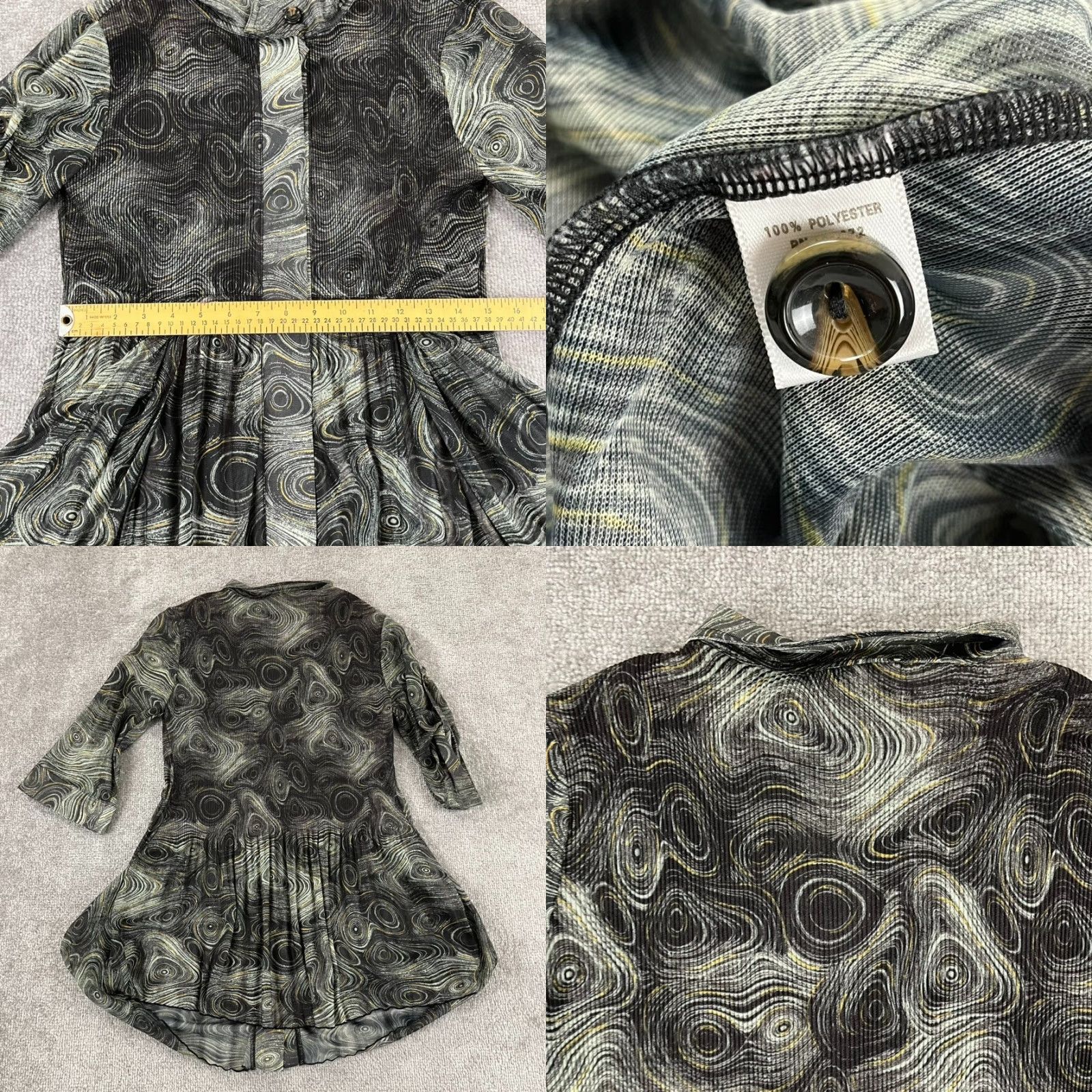 Vintage LINDI Shirt Womens XS Tunic Top Blouse Abstract Sheer Button Down Roll Tab L/S Shirt Blouse Womens XS LINDI Abstract Sheer Button Down Roll Tab L/S Size XS / US 0-2 / IT 36-38 - 8 Thumbnail