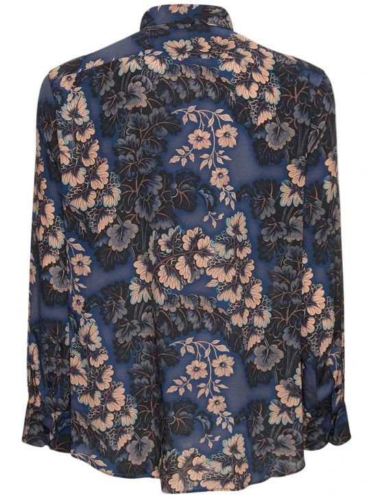 Etro o1lsvrm0425 Silk Long Sleeve Shirt in Blue Size US M / EU 48-50 / 2 - 5 Thumbnail