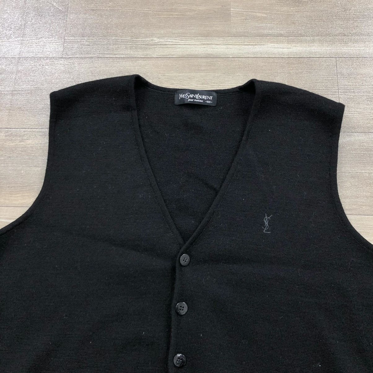 Yves Saint Laurent Vintage Yves Saint Laurent Pour Homme Knit Vest Black Luxury Size US L / EU 52-54 / 3 - 4 Thumbnail