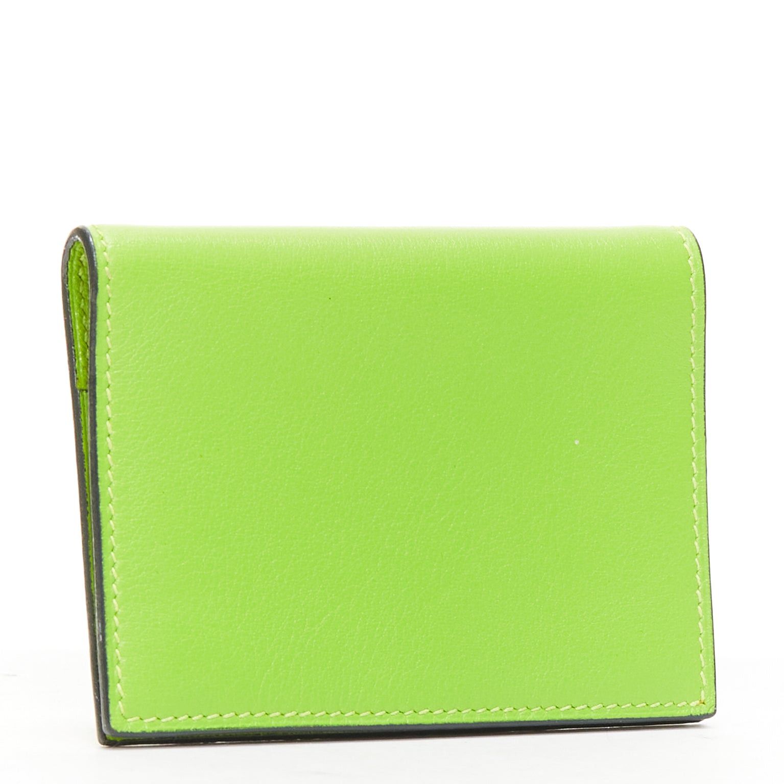 Hermes HERMES neon green smooth leather silver hardware bifold cardholder Size ONE SIZE - 1 Thumbnail