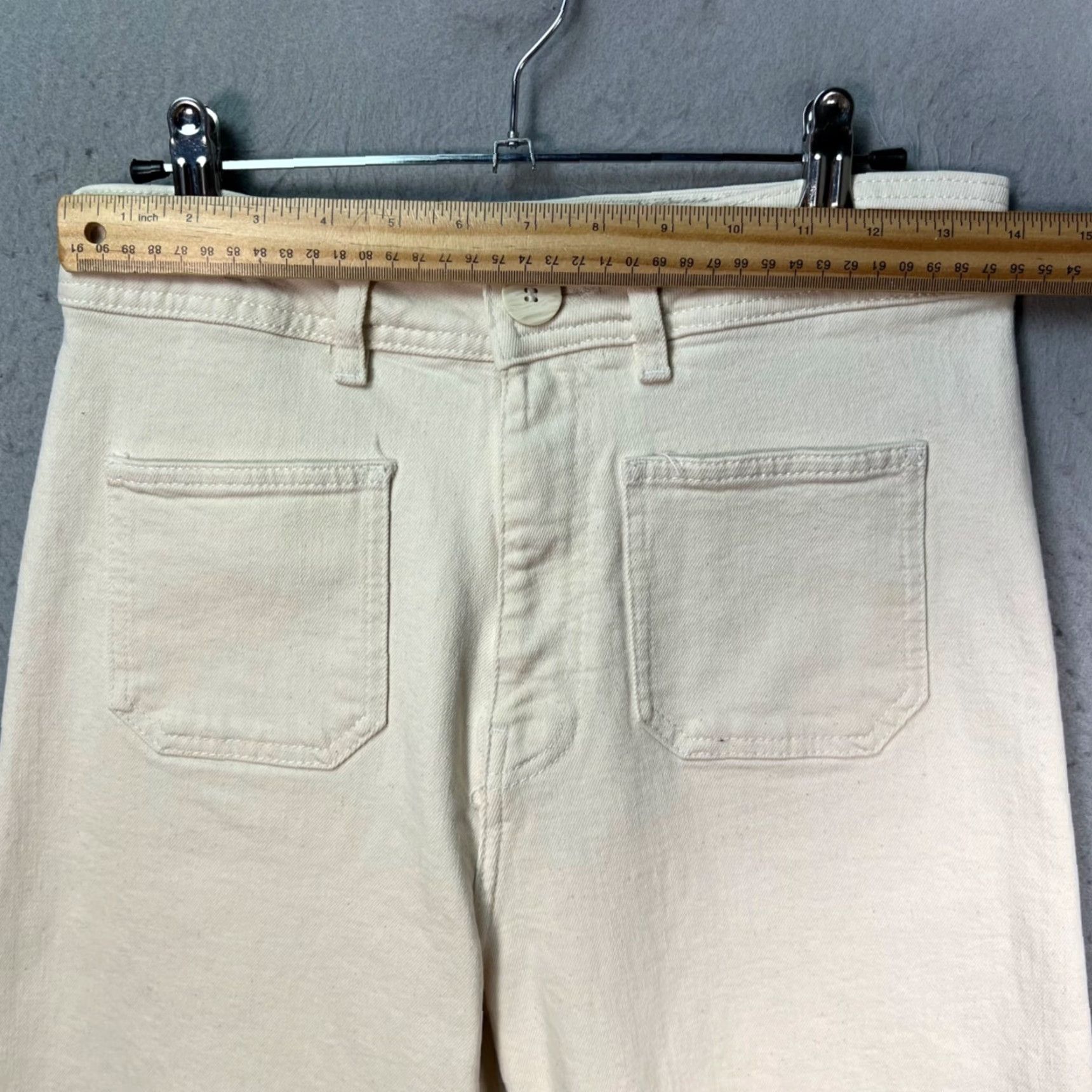 Zara Zara Womens Pants Size 6 White Wide-Leg Cotton Blend Inseam 27" Vintage: No, Regular Rise High Flat Front casual Shoes? Size 28" / US 6 / IT 42 - 4 Thumbnail