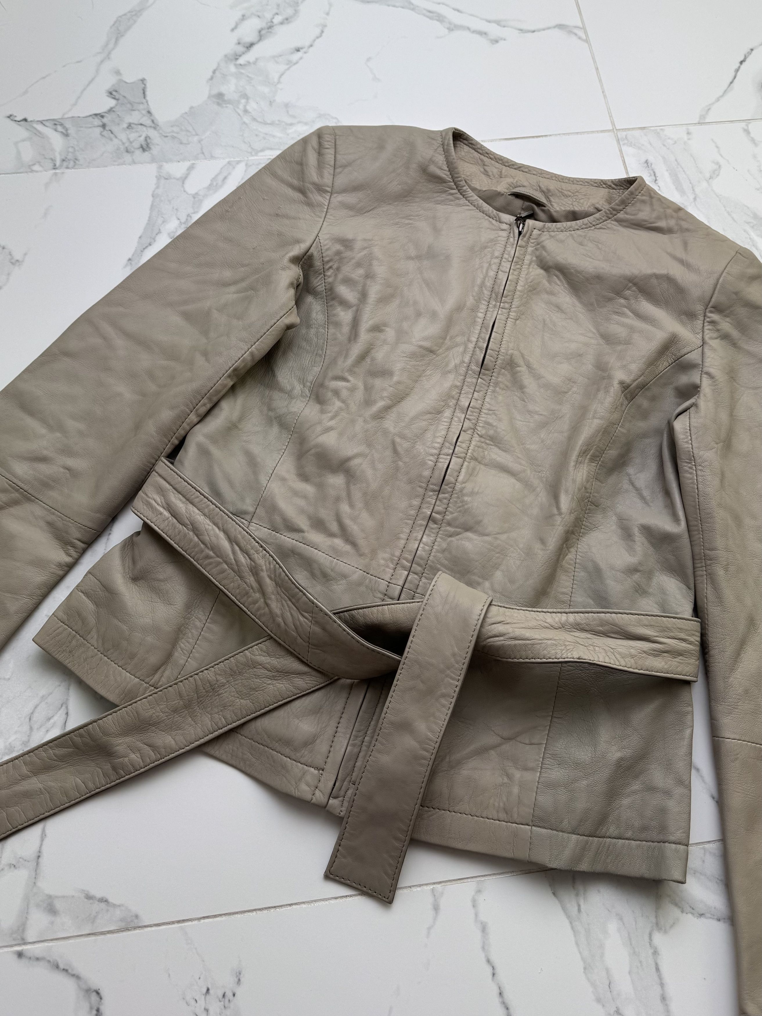 Genuine Leather Vintage Leather Jacket Women Belted Fitted Zip Minimalist Size S / US 4 / IT 40 - 5 Thumbnail